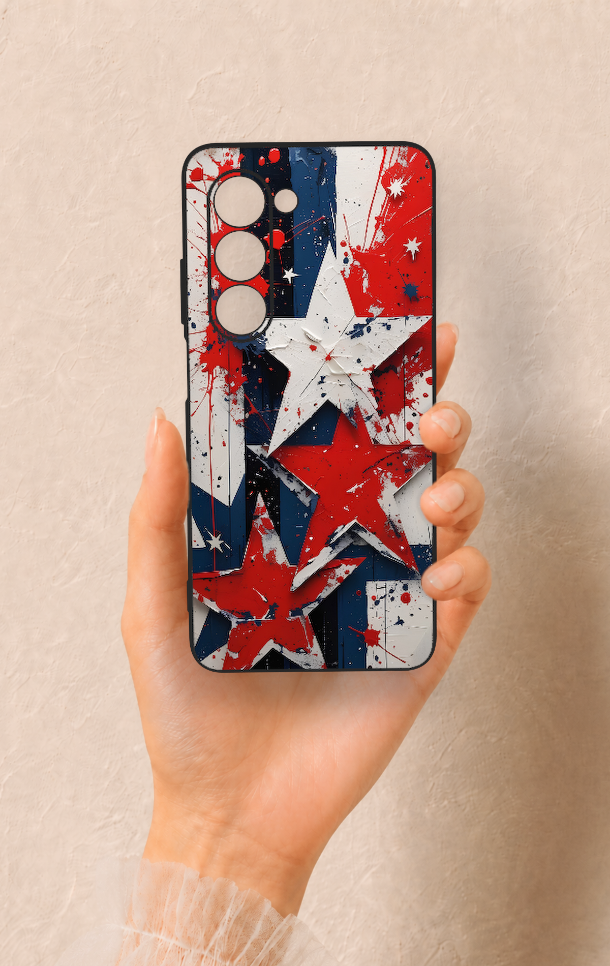 Oppo A5 5G Uyumlu Star Flag Desenli Silikon Kılıf