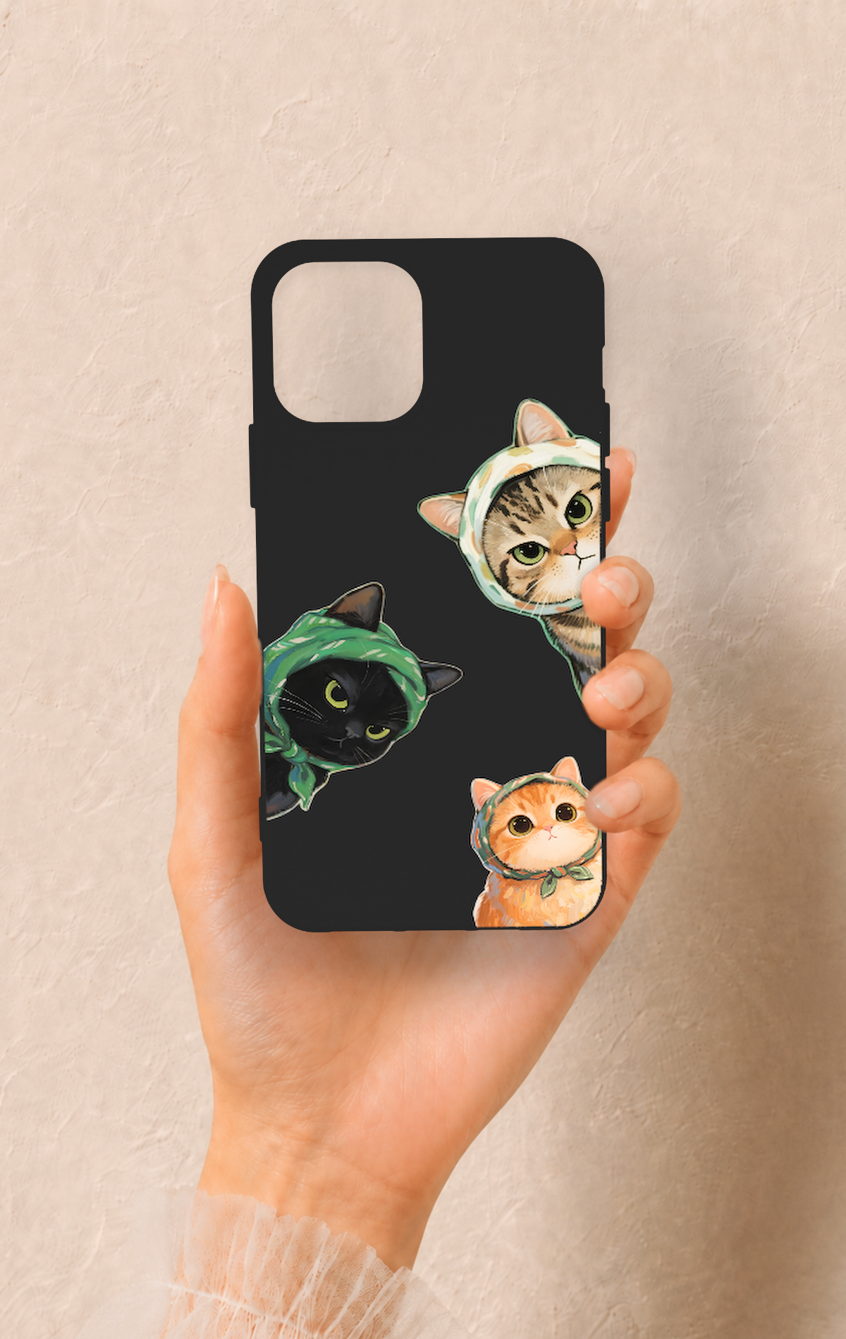 iPhone 12-12PRO Uyumlu Kedi Ekibi Desenli Silikon Kılıf