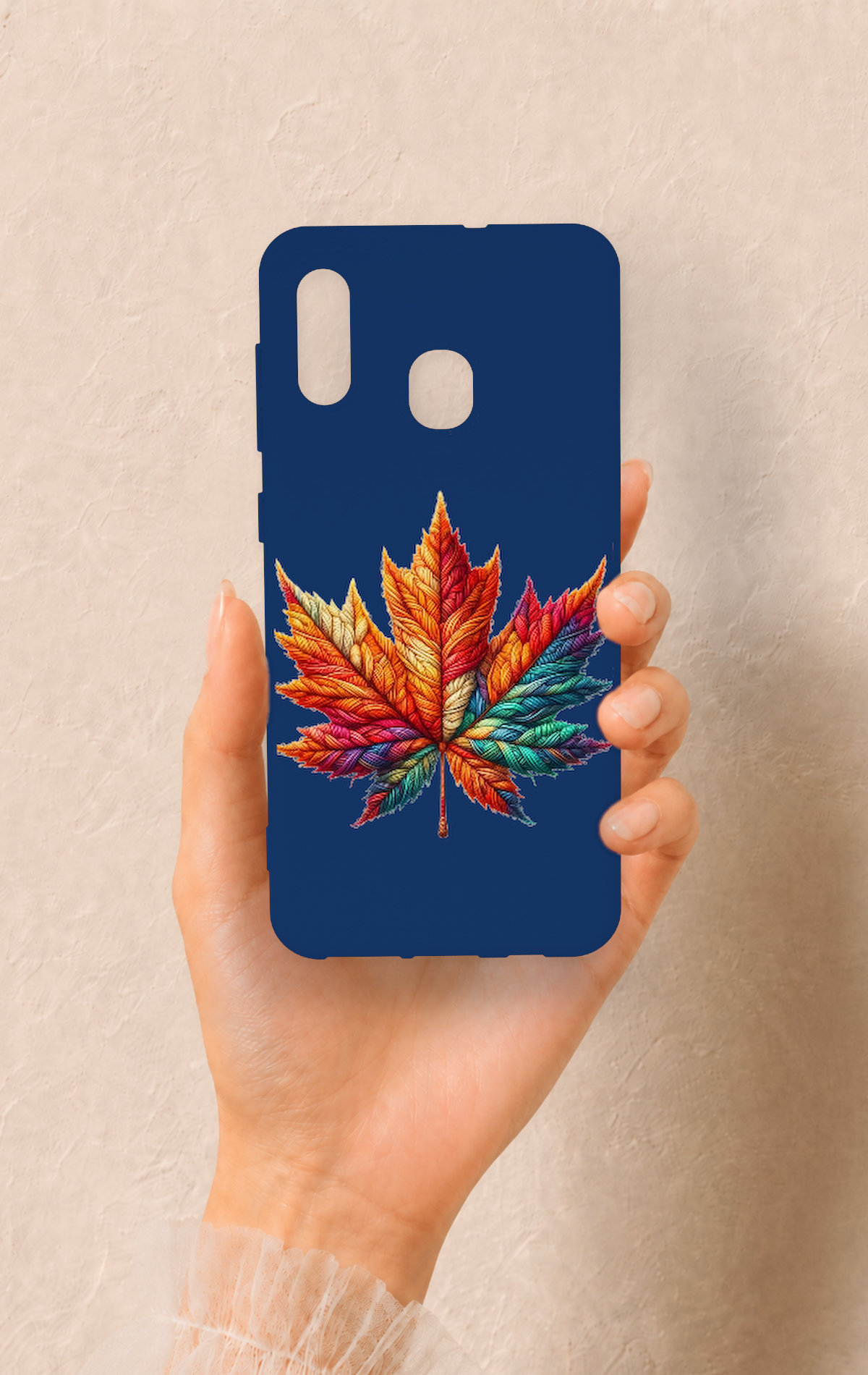 Samsung A20-A30 Uyumlu Renkli Yaprak Desenli Silikon Kılıf