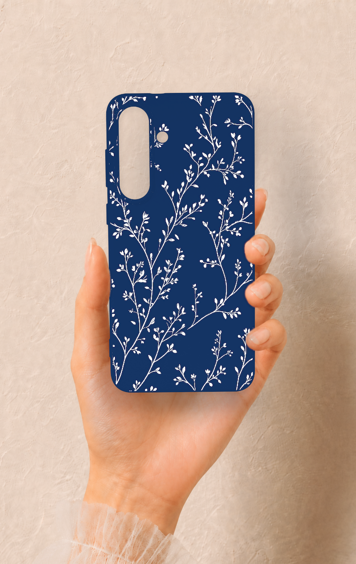 Samsung S25Fe Uyumlu İnce Yaprak Dalı Desenli Silikon Kılıf