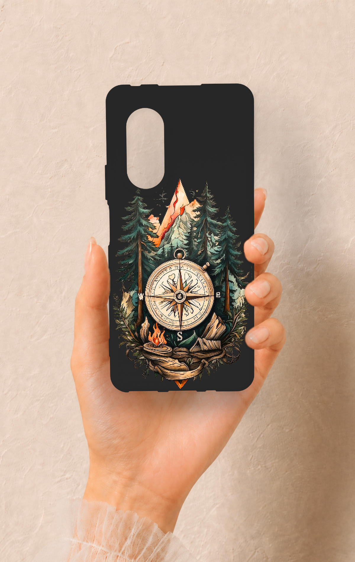 Huawei Nova 9Se Uyumlu Pusula Orman Desenli Silikon Kılıf