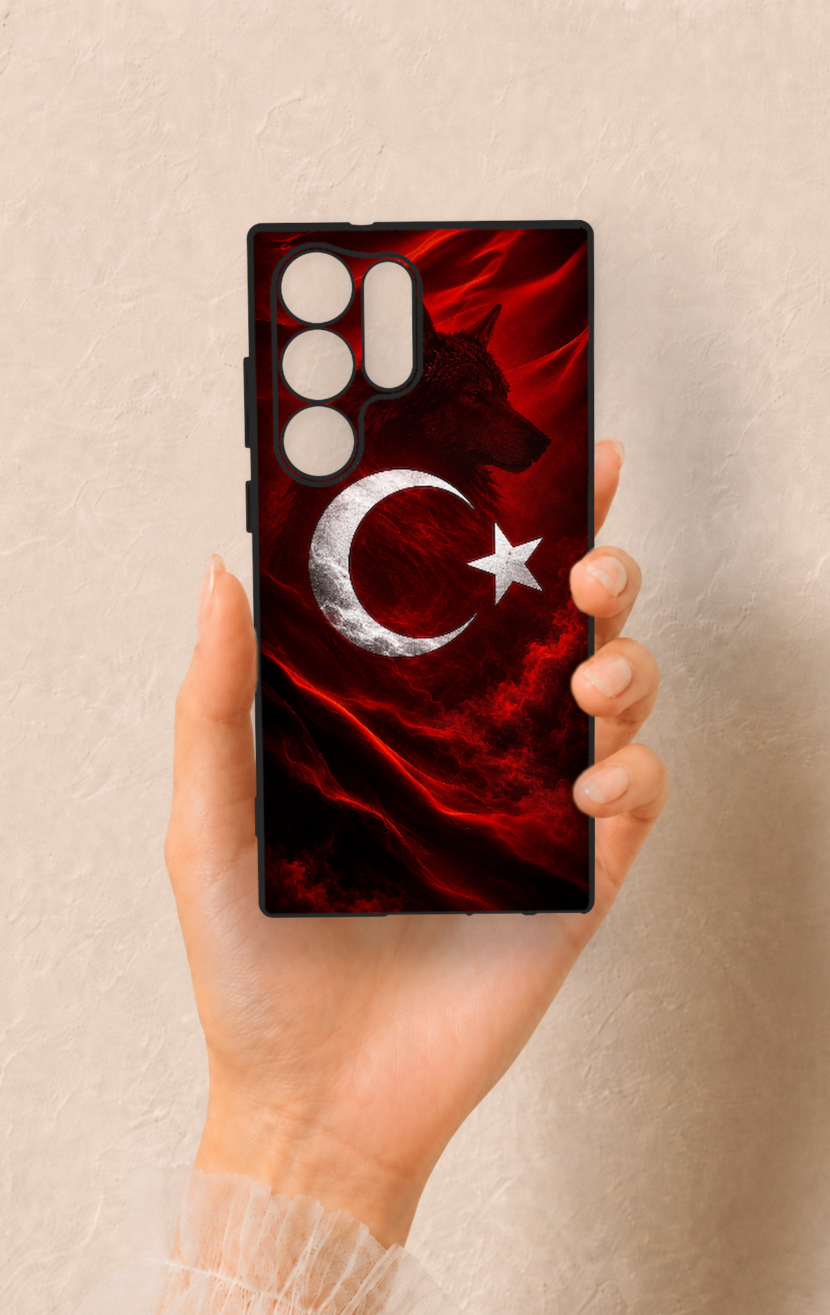 Samsung S23 Ultra Uyumlu Kurt Türk Bayrağı Desenli Silikon Kılıf
