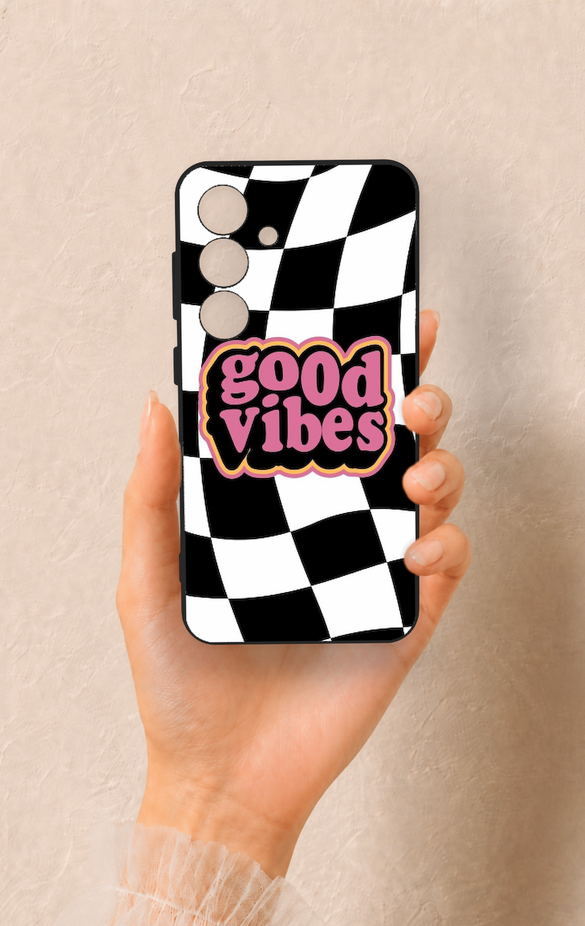 Samsung S24 Uyumlu Black Good Vibes Desenli Silikon Kılıf