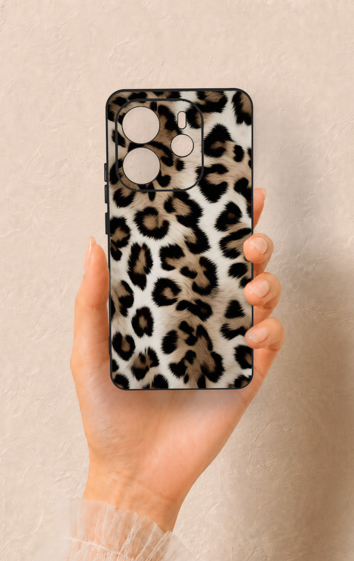 Redmi Note 14 4G Uyumlu Leopar Derisi Desenli Silikon Kılıf