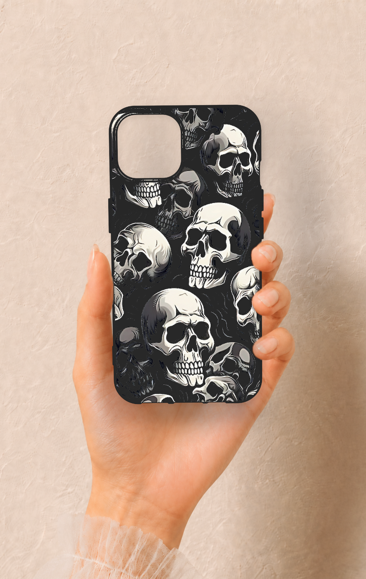 iPhone 13 Uyumlu Kuru Kafa Desenli Silikon Kılıf