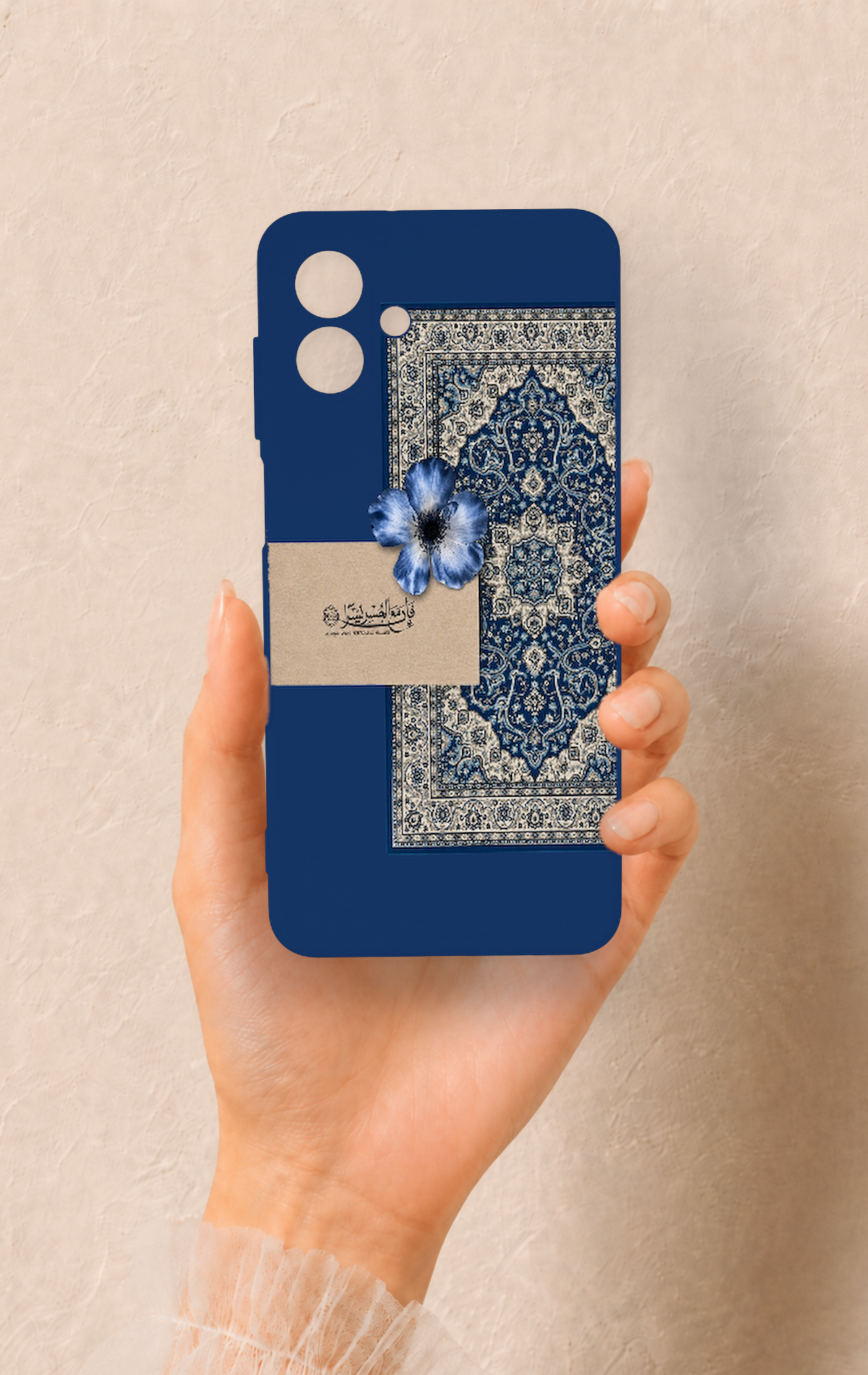 Samsung A07 Uyumlu Mavi Etnik Halı Desenli Silikon Kılıf