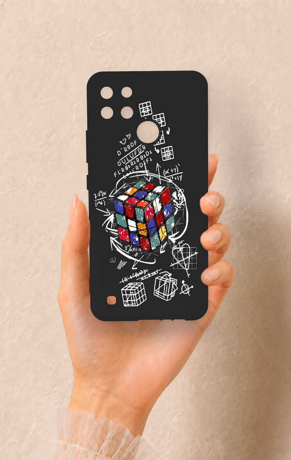 Realme C21Y Uyumlu Rubik Küb Desenli Silikon Kılıf