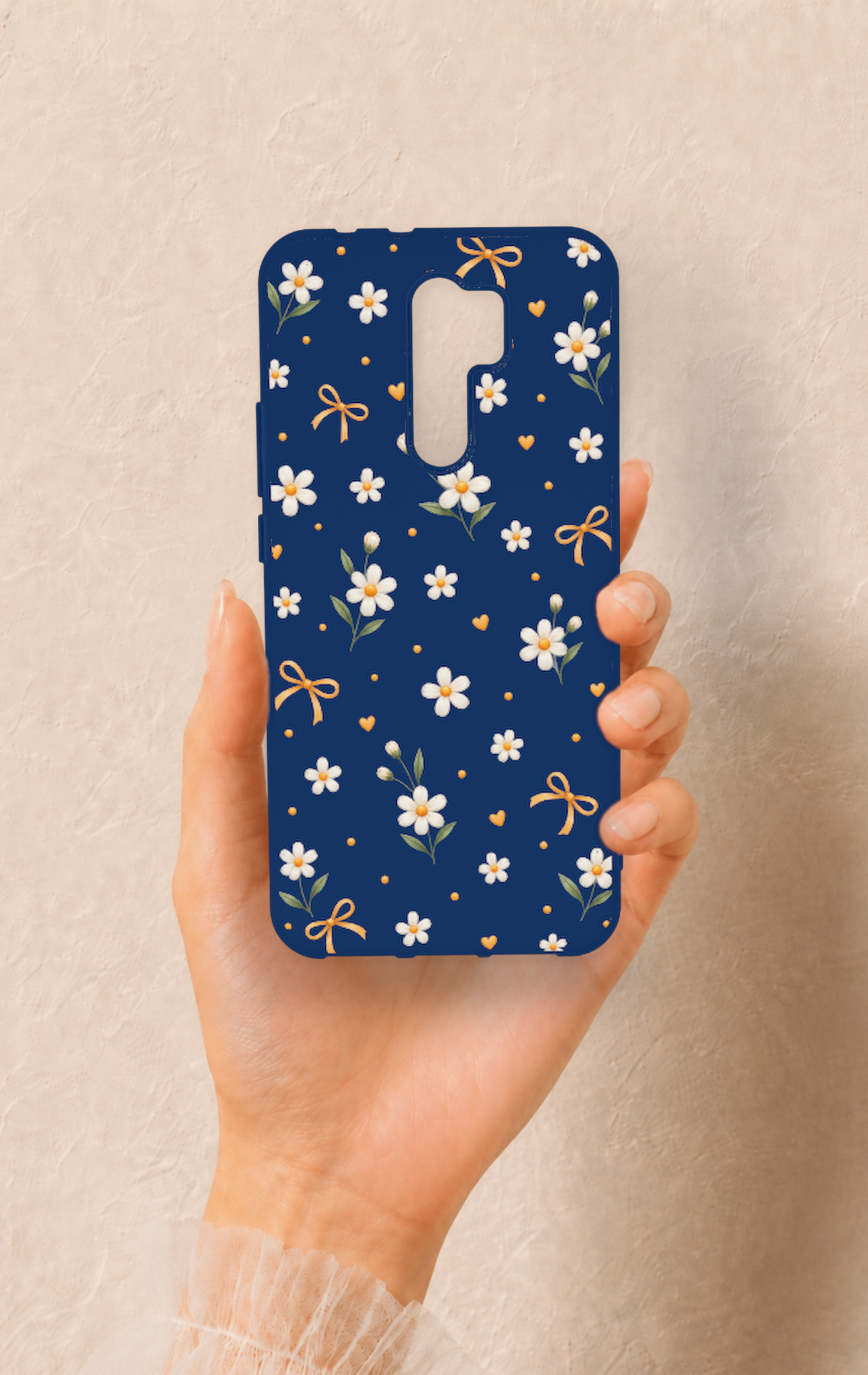 Redmi 9 Uyumlu Papatya Fiyonk Desenli Silikon Kılıf