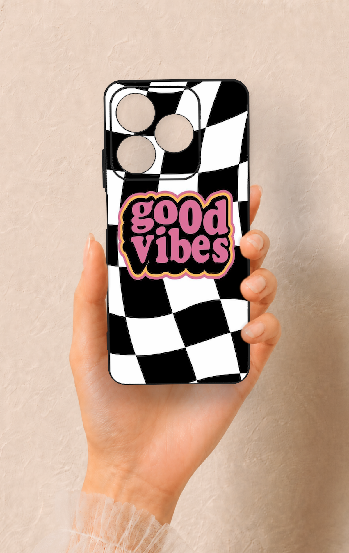 Realme C63 Uyumlu Black Good Vibes Desenli Silikon Kılıf
