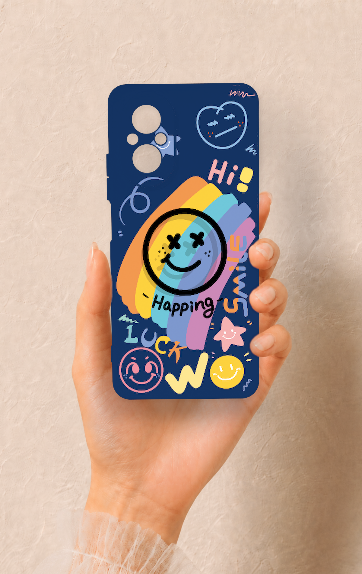 Realme 12 Lite Uyumlu Happing Smile Desenli Silikon Kılıf