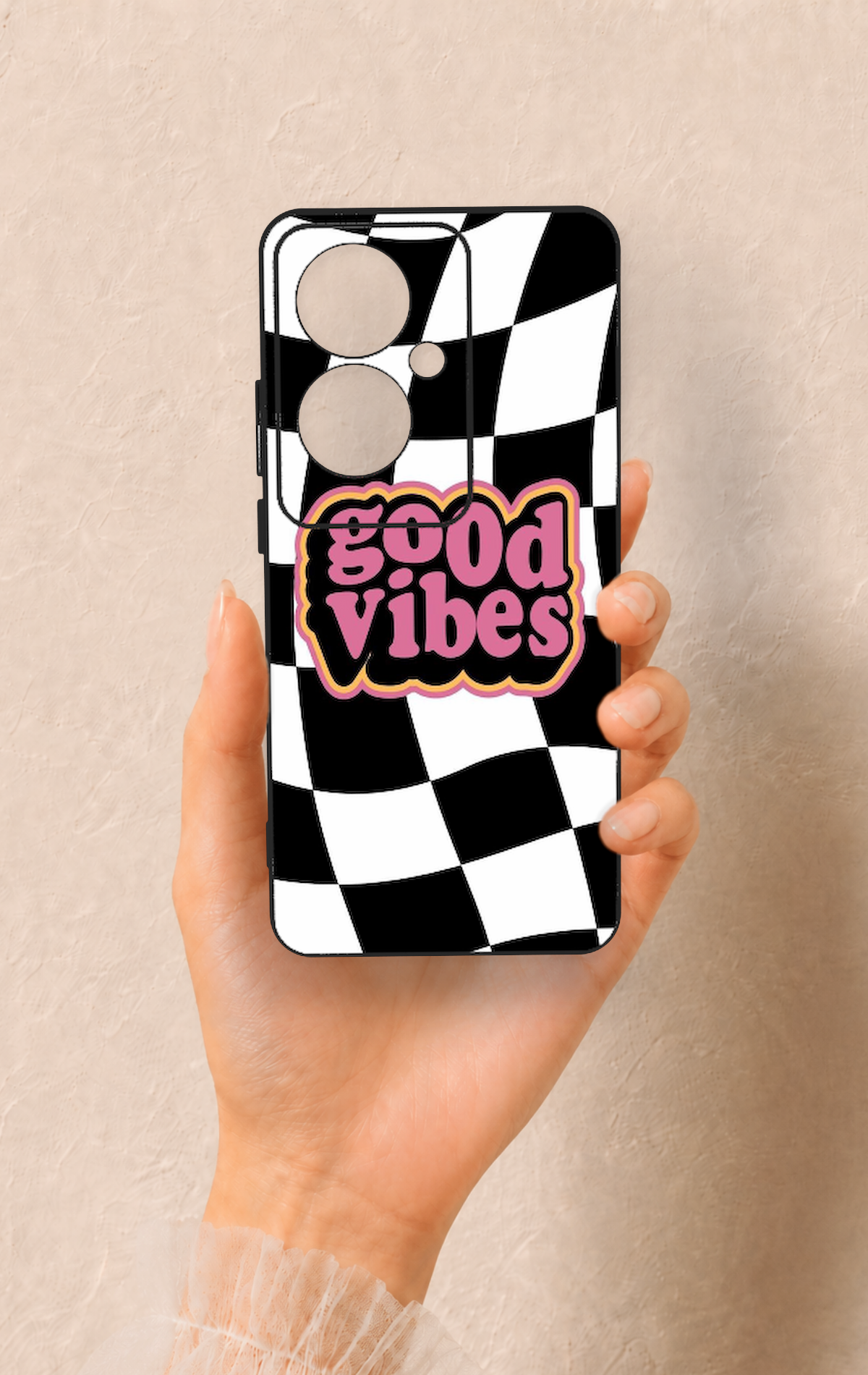 Oppo Reno 11F Uyumlu Black Good Vibes Desenli Silikon Kılıf