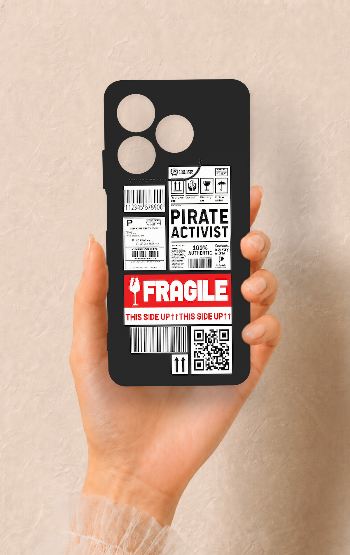 Realme C63 Uyumlu Fragile Desenli Silikon Kılıf