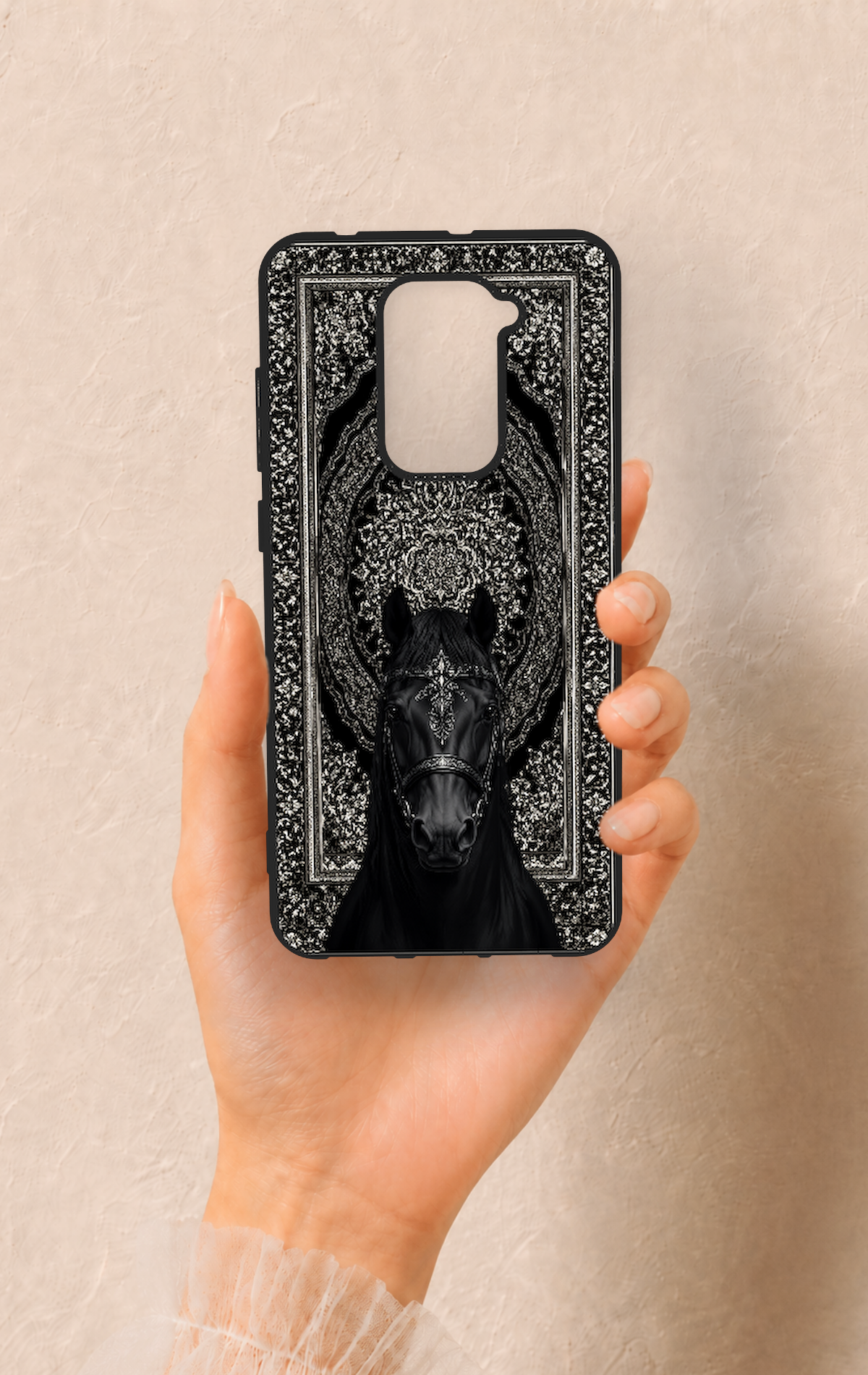 Redmi Note 9 Uyumlu Etnik At Figürü Desenli Silikon Kılıf