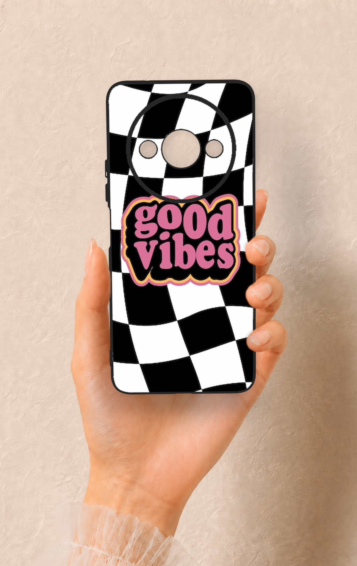 Redmi A3 Uyumlu Black Good Vibes Desenli Silikon Kılıf