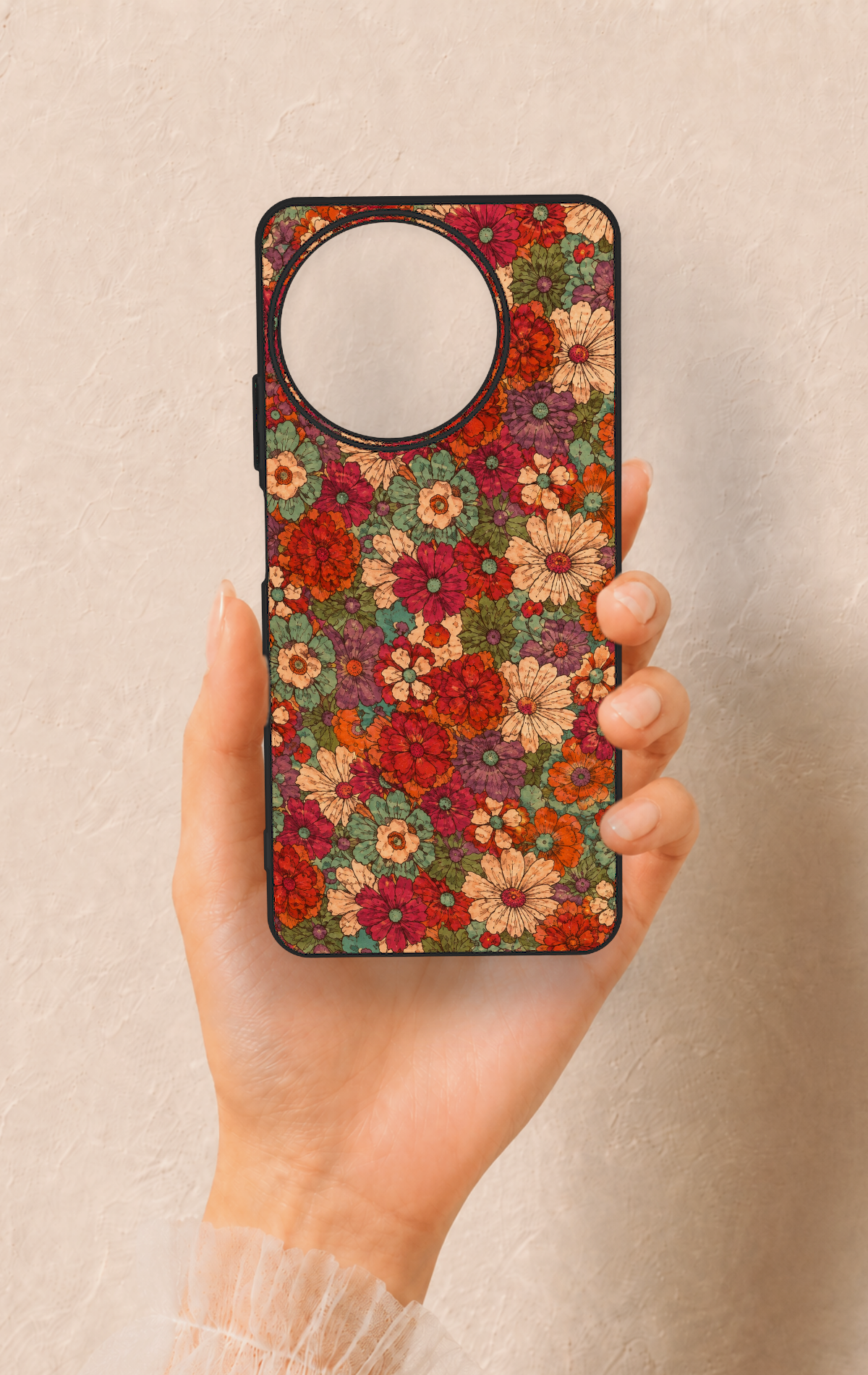 Realme 11 Uyumlu Pastel Çiçek Bahçesi Desenli Silikon Kılıf