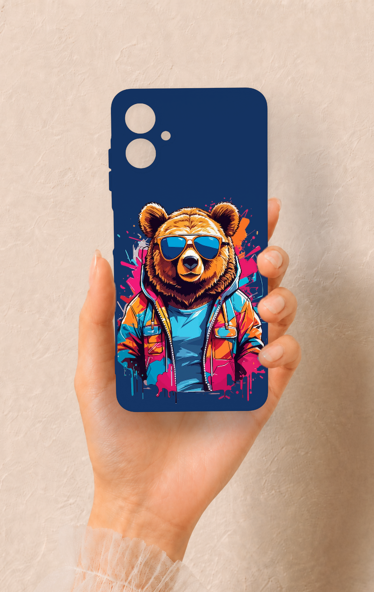 Samsung A06 Uyumlu Gözlüklü Ayı Desenli Silikon Kılıf