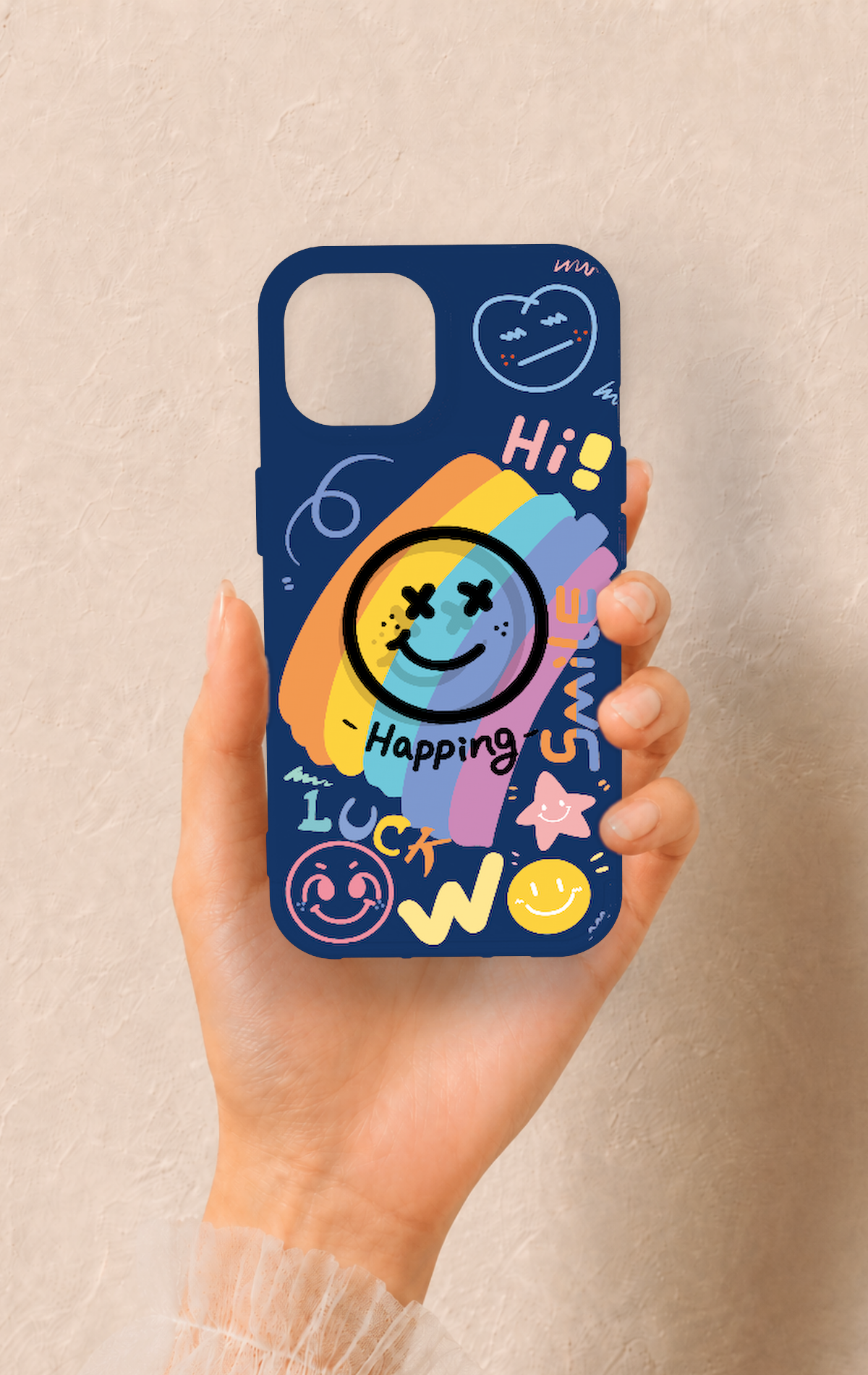 iPhone 15 Uyumlu Happing Smile Desenli Silikon Kılıf