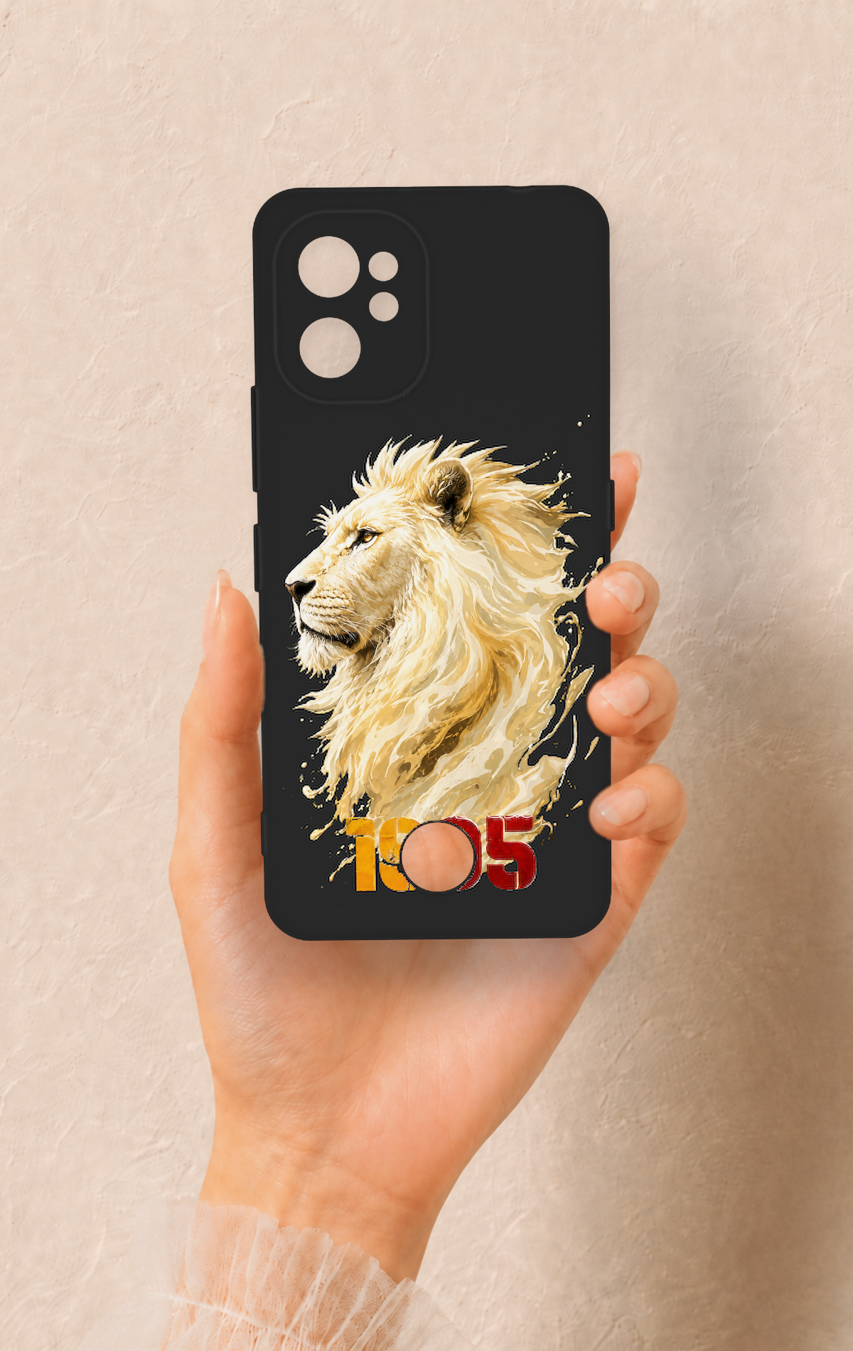 Reeder S19 Max Pro Uyumlu Sarı Kırmızı 1905 Aslan Desenli Silikon Kılıf