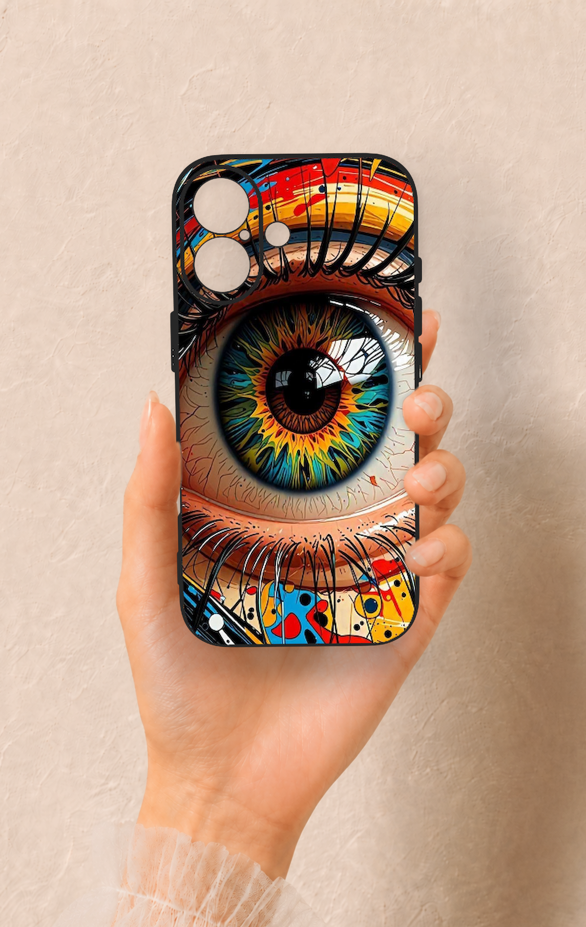 iPhone 17 Uyumlu Renkli Göz Bebeği Desenli Silikon Kılıf