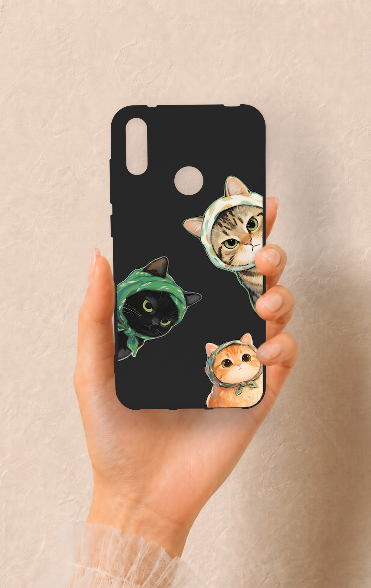 Huawei Y7 2019 Uyumlu Kedi Ekibi Desenli Silikon Kılıf