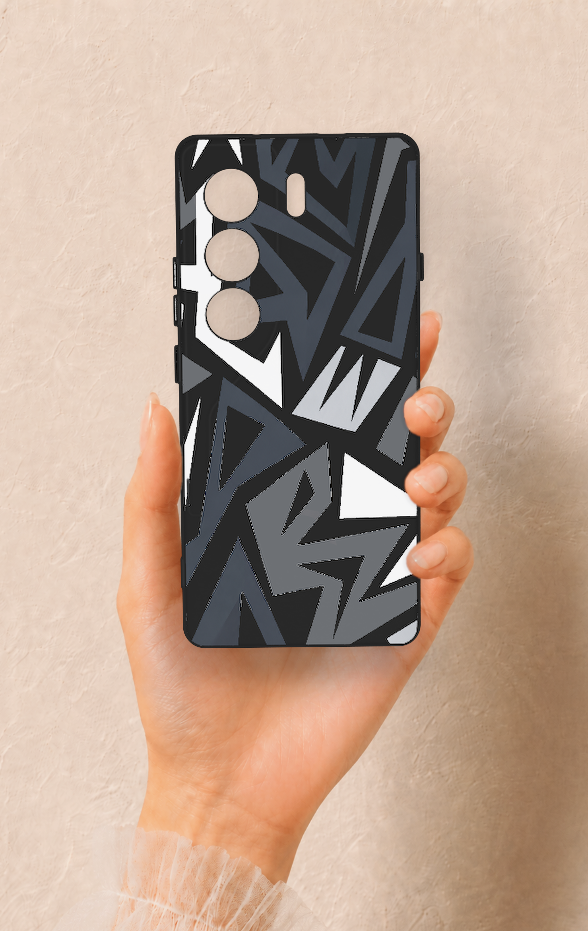 Tecno Camon 40 4G Uyumlu Geometrik Blok Desenli Silikon Kılıf