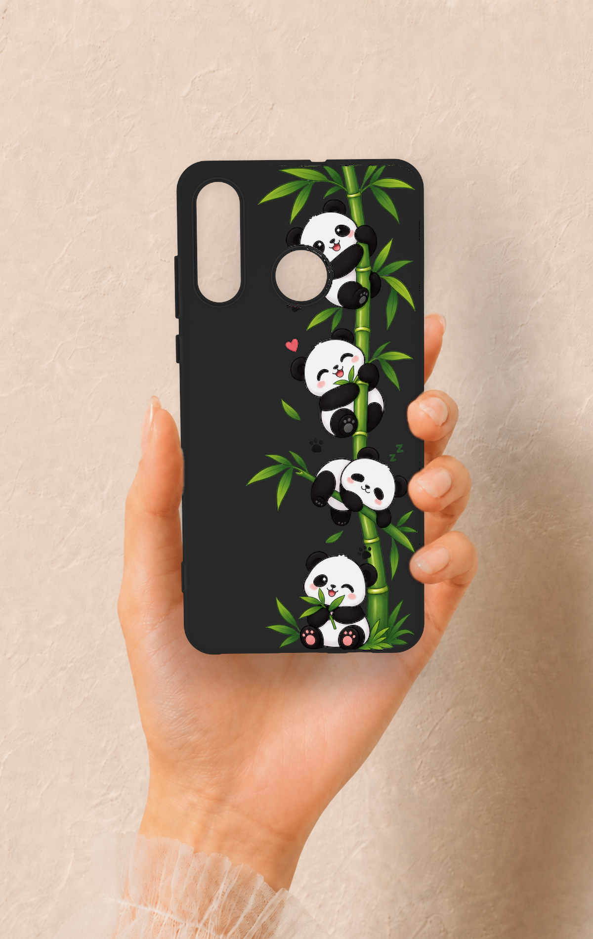 Huawei P30 Lite Uyumlu Sevimli Panda Bambu Desenli Silikon Kılıf
