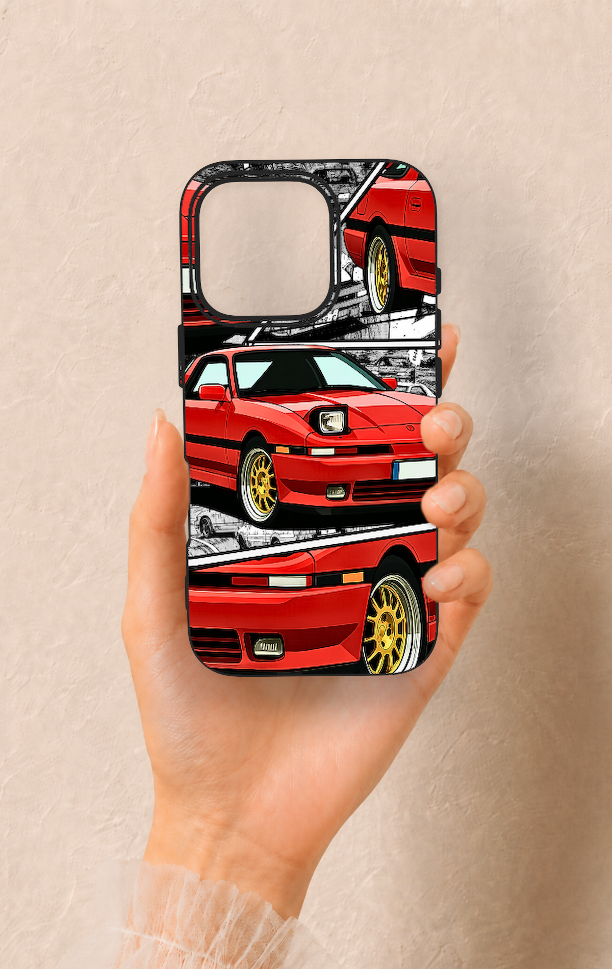 iPhone 16 Pro Uyumlu Kırmızı Supra Desenli Silikon Kılıf