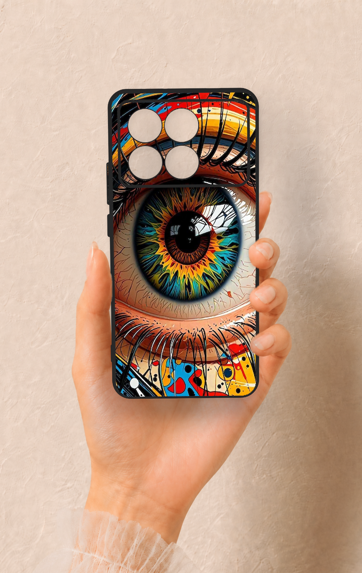 Poco X6 Pro Uyumlu Renkli Göz Bebeği Desenli Silikon Kılıf