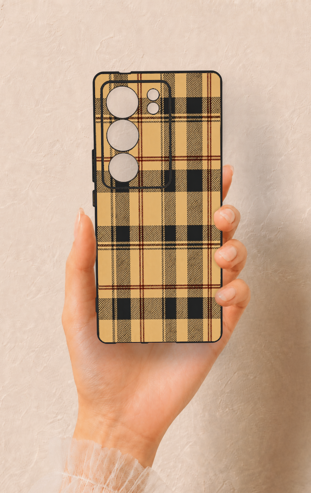 Vivo V29 Uyumlu Burberry Ekose Desenli Silikon Kılıf