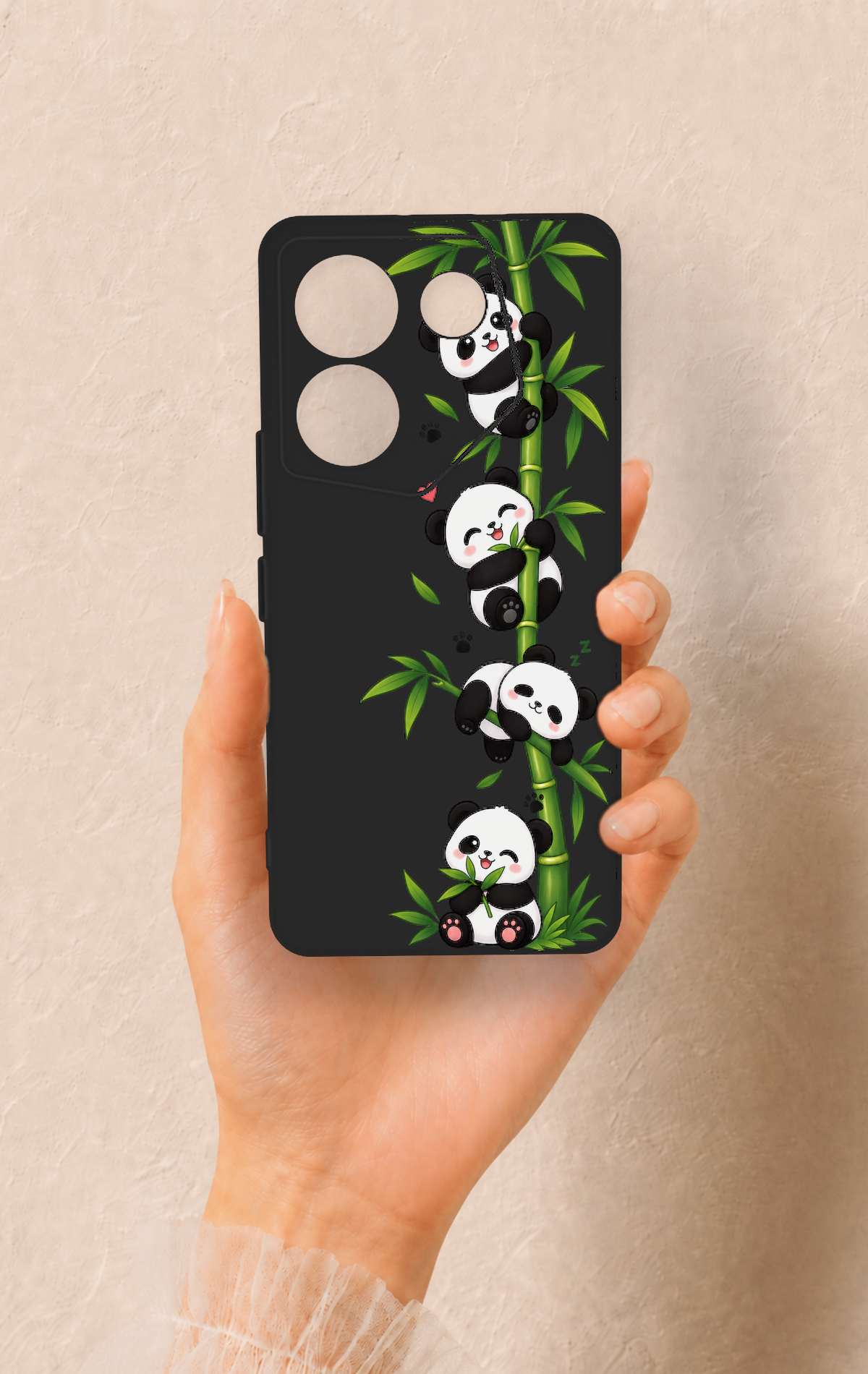 Tecno Camon 20 Pro Uyumlu Sevimli Panda Bambu Desenli Silikon Kılıf