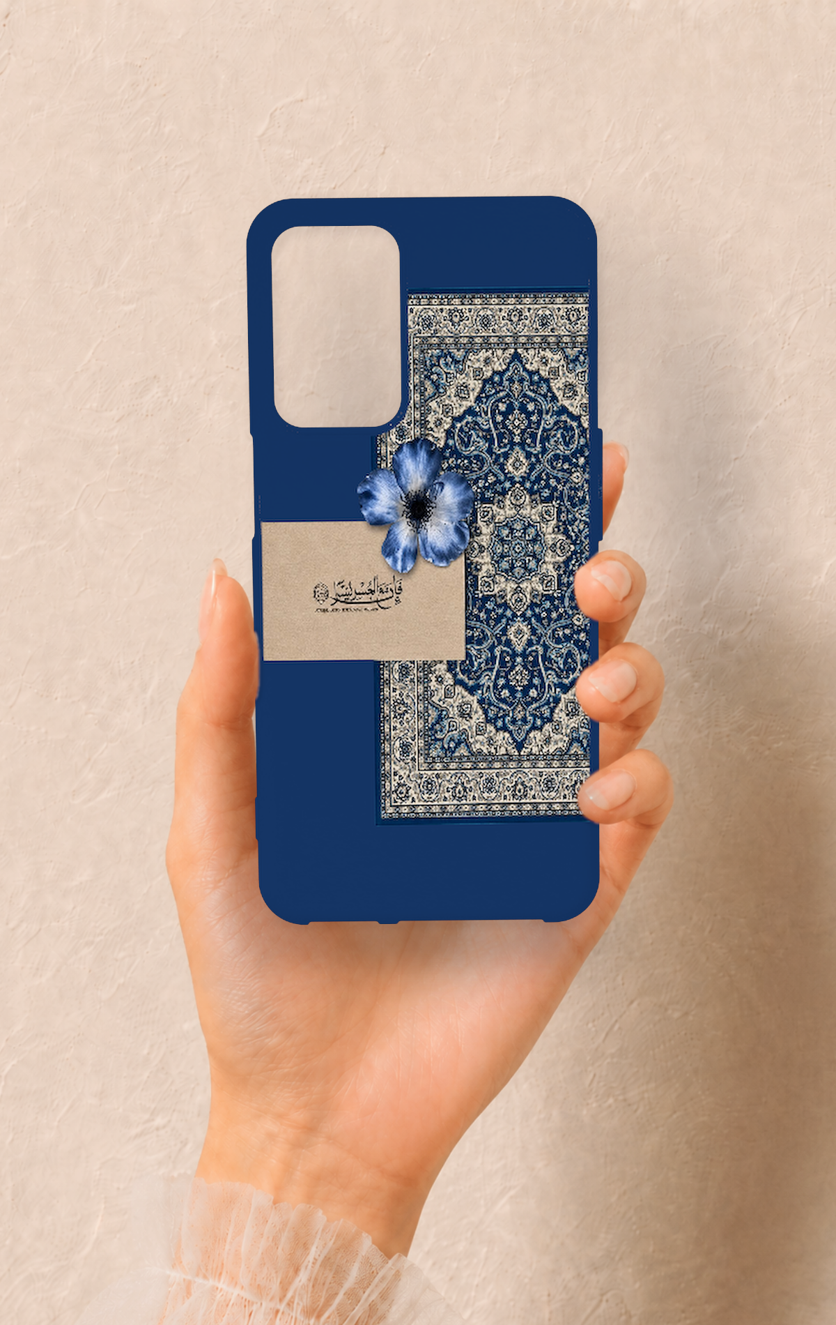 Oppo A16 Uyumlu Mavi Etnik Halı Desenli Silikon Kılıf