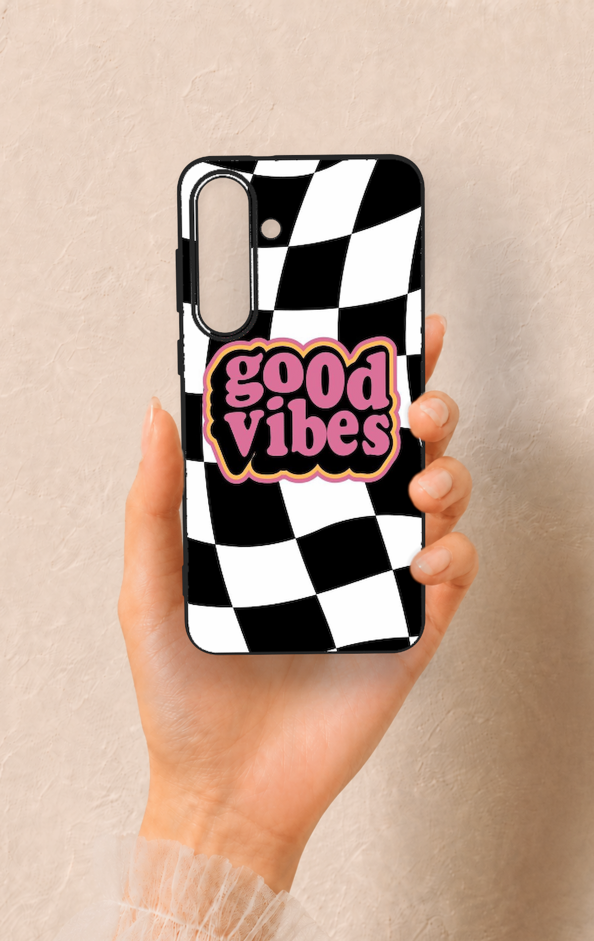Samsung S25Fe Uyumlu Black Good Vibes Desenli Silikon Kılıf