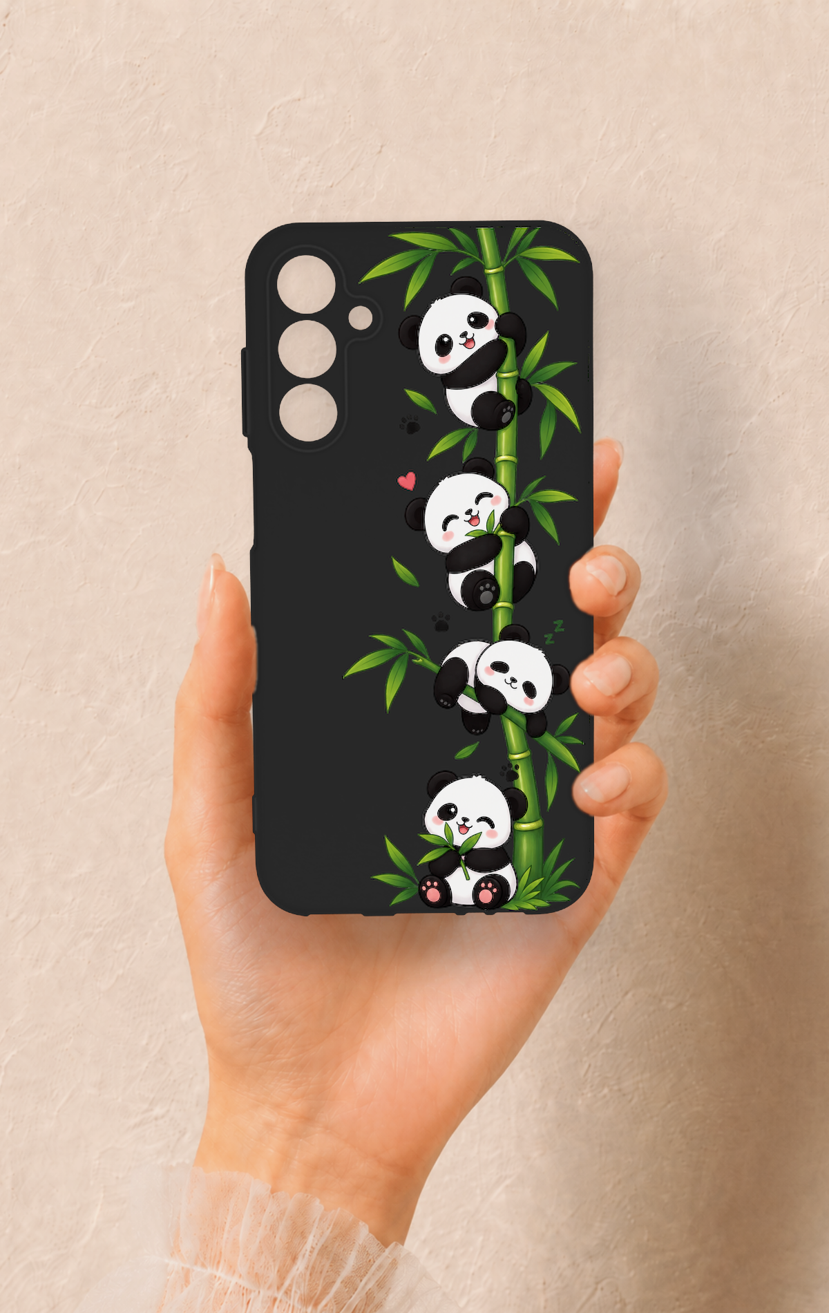 Samsung A15 Uyumlu Sevimli Panda Bambu Desenli Silikon Kılıf