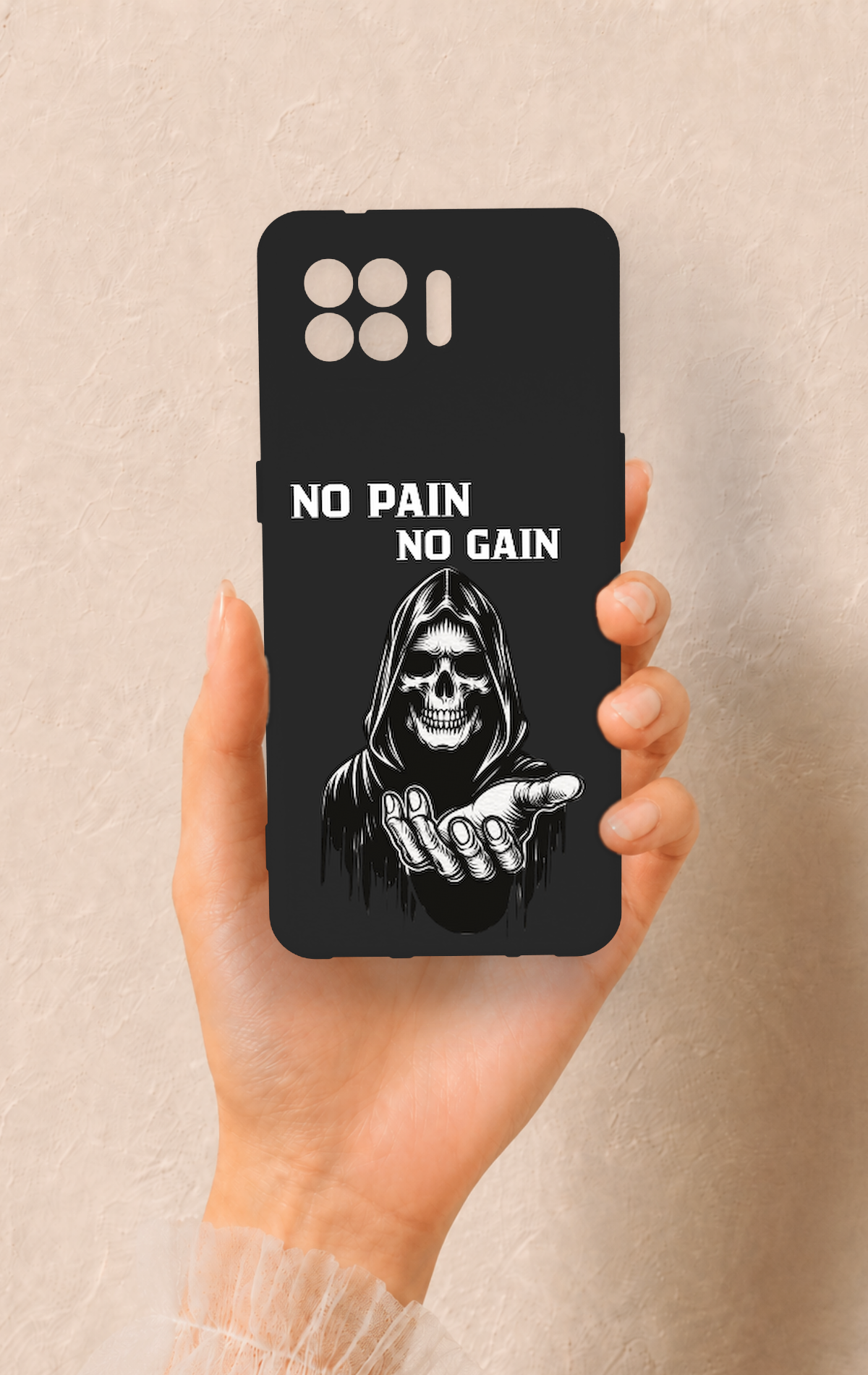 Oppo Reno 4 Lite Uyumlu No Pain No Gain Desenli Silikon Kılıf
