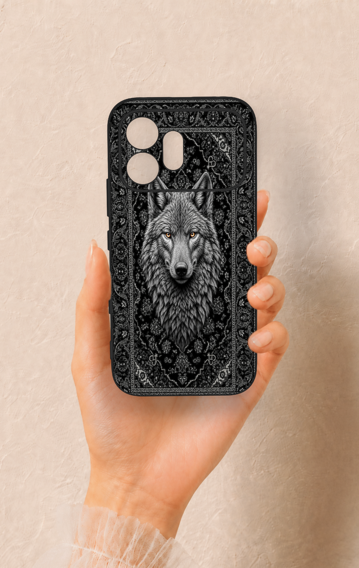 Honor 600 Uyumlu Etnik Kurt Desenli Silikon Kılıf