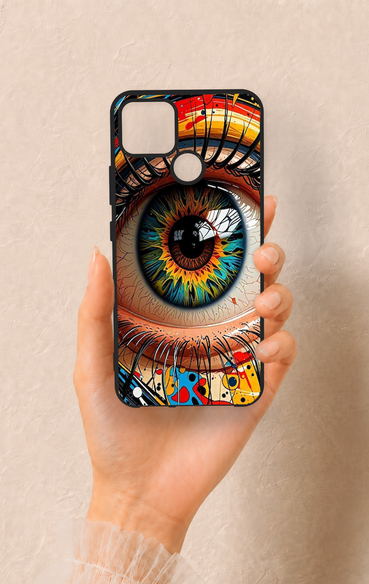 Realme C25 Uyumlu Renkli Göz Bebeği Desenli Silikon Kılıf