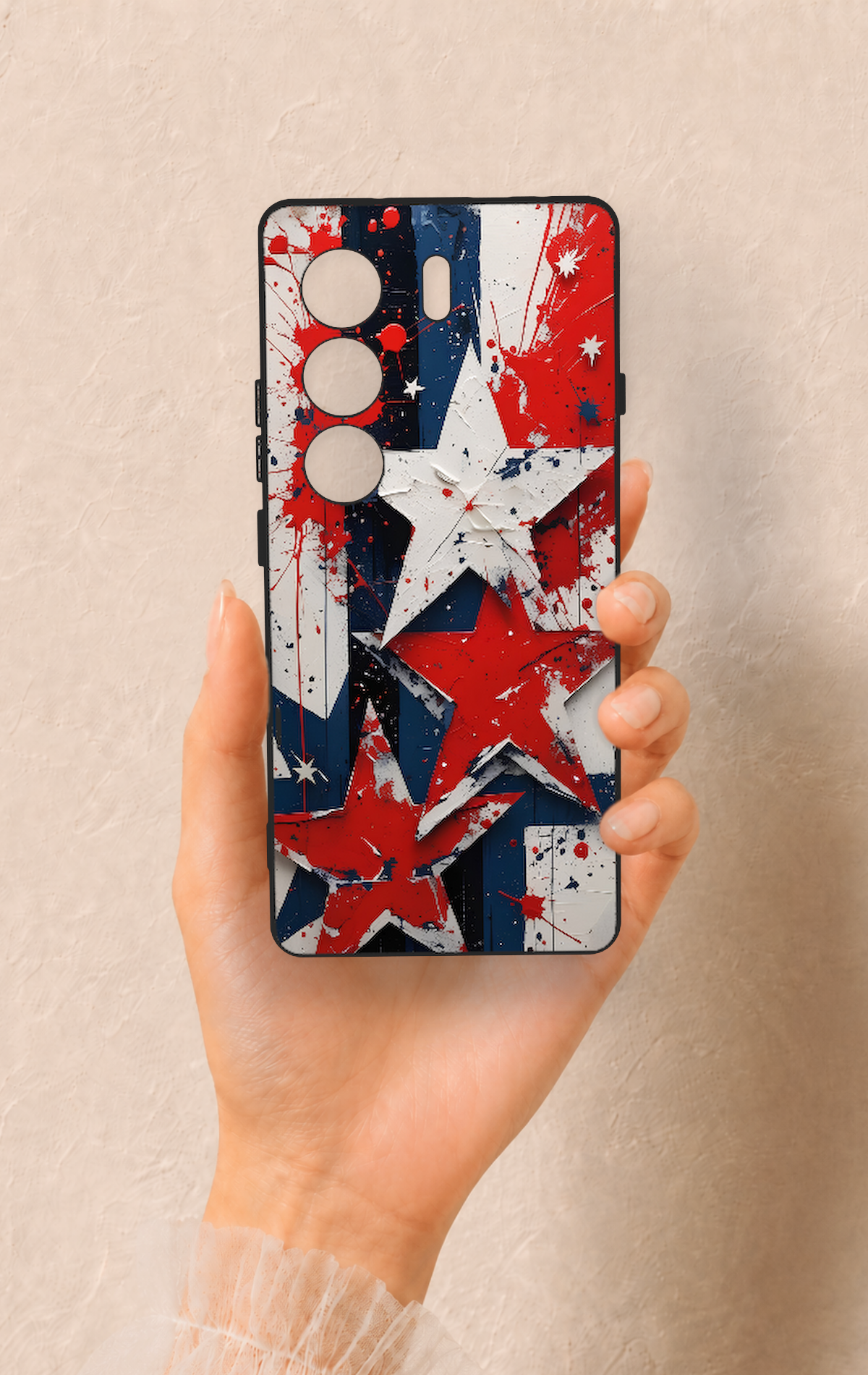 Tecno Camon 40 4G Uyumlu Star Flag Desenli Silikon Kılıf