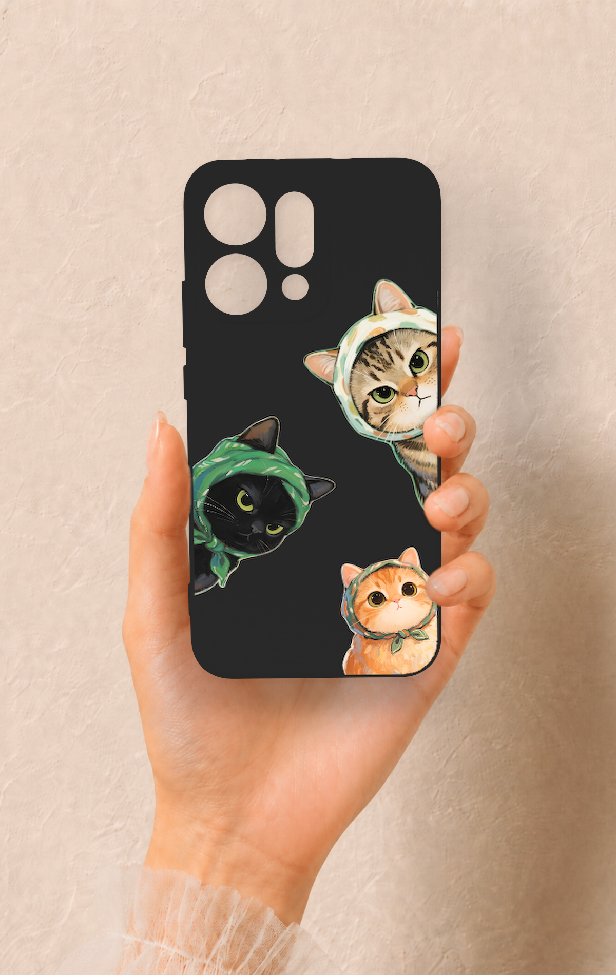 Oppo Reno 14 Uyumlu Kedi Ekibi Desenli Silikon Kılıf