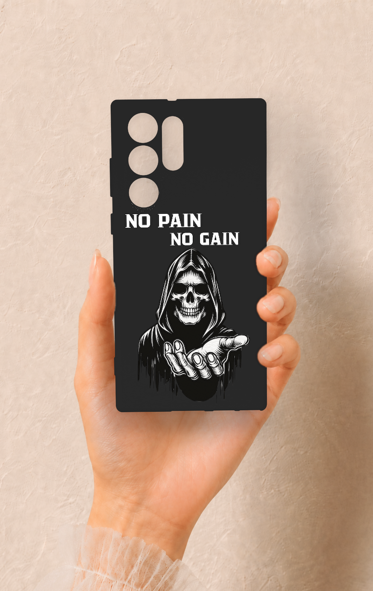 Samsung S22 Ultra Uyumlu No Pain No Gain Desenli Silikon Kılıf