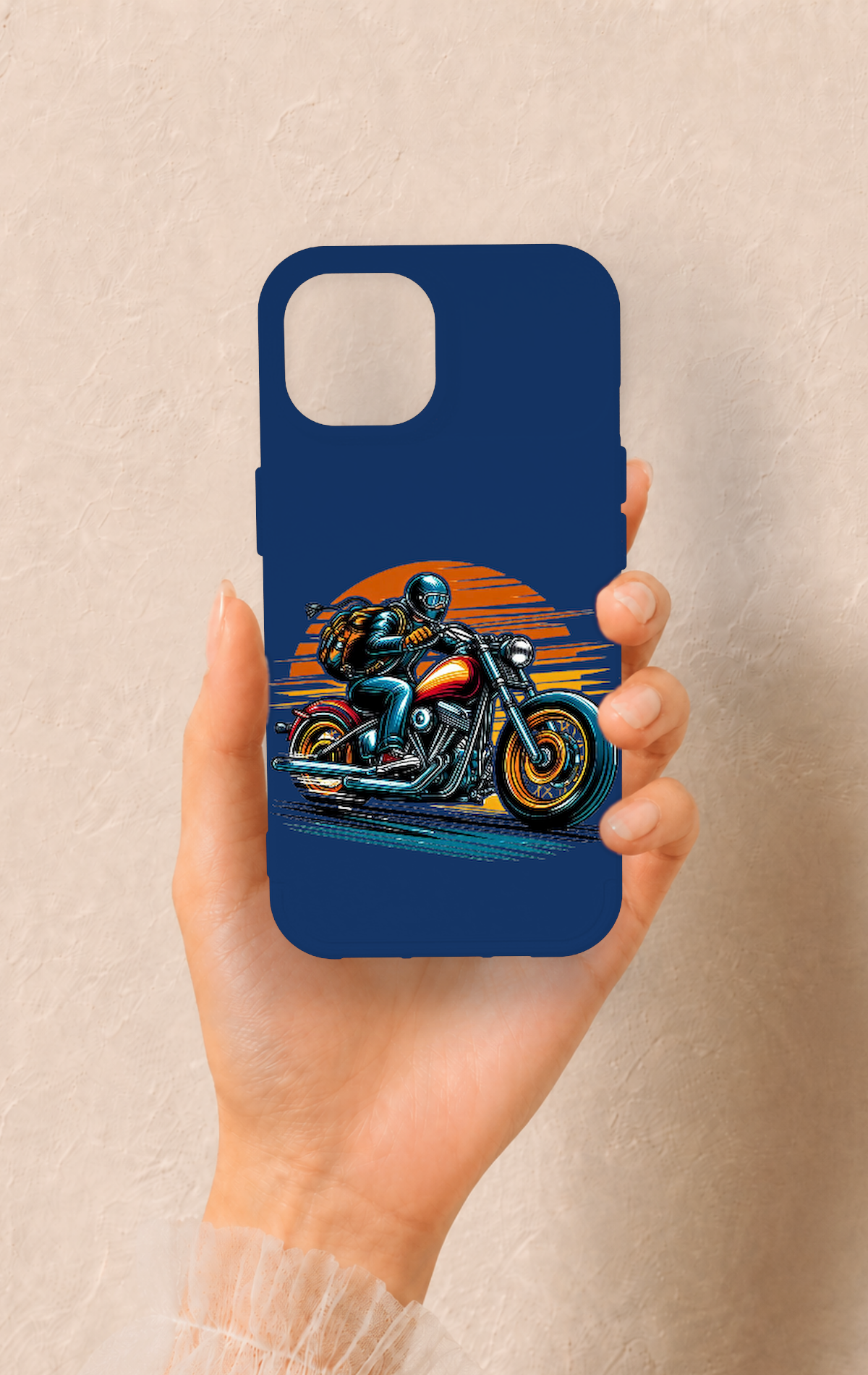 iPhone 15 Uyumlu Moto Rider Desenli Silikon Kılıf