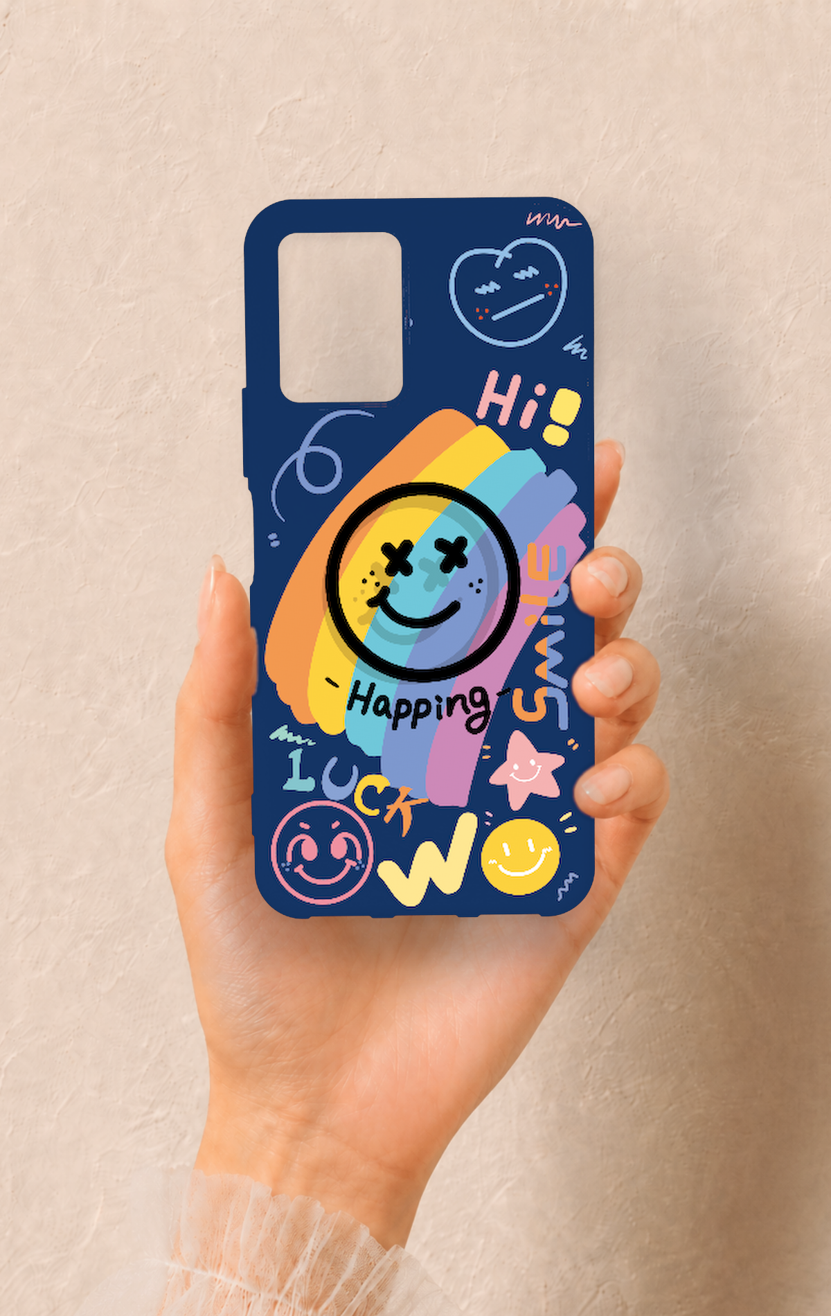 Vivo Y33S Uyumlu Happing Smile Desenli Silikon Kılıf