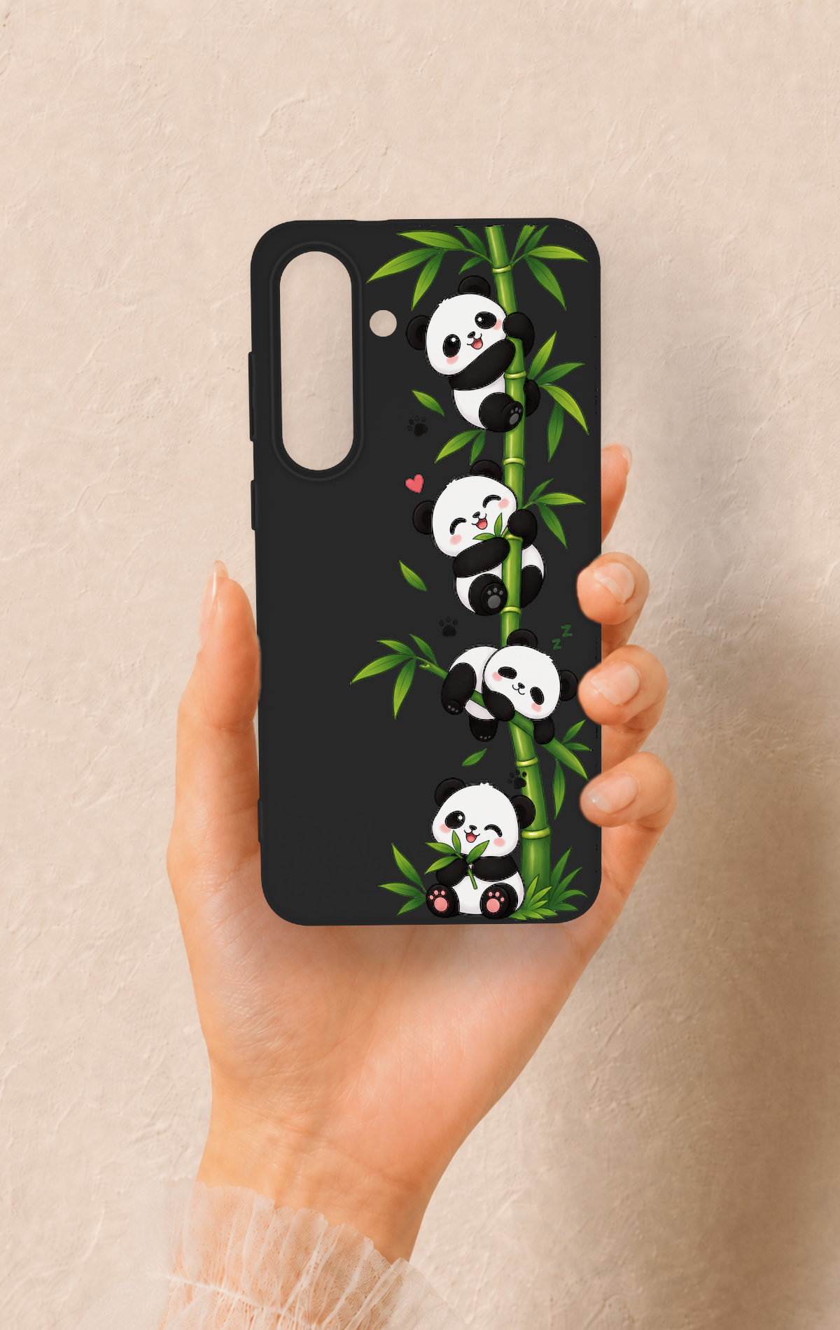 Samsung S25Fe Uyumlu Sevimli Panda Bambu Desenli Silikon Kılıf