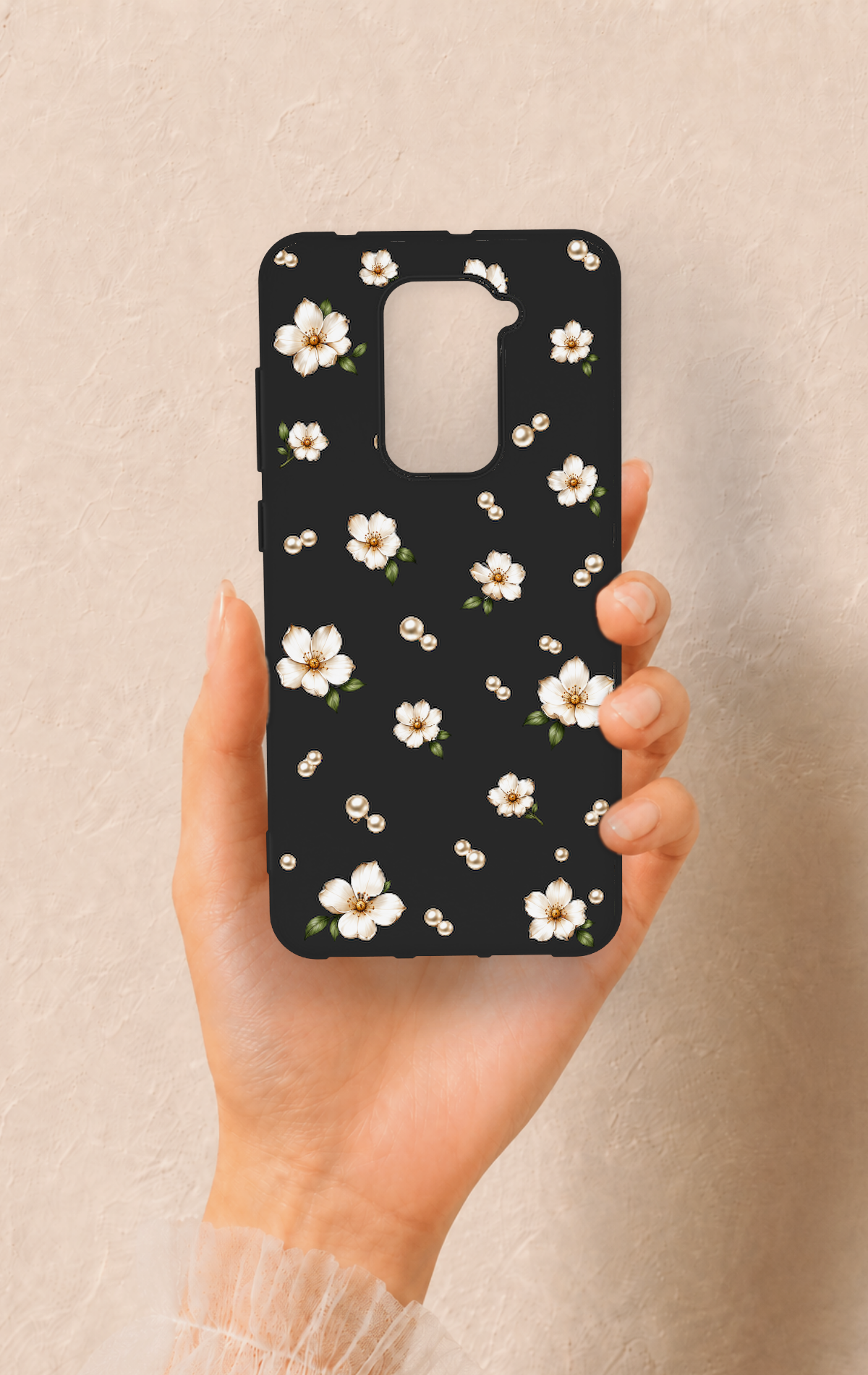 Redmi Note 9 Uyumlu İnci Papatya Desenli Silikon Kılıf