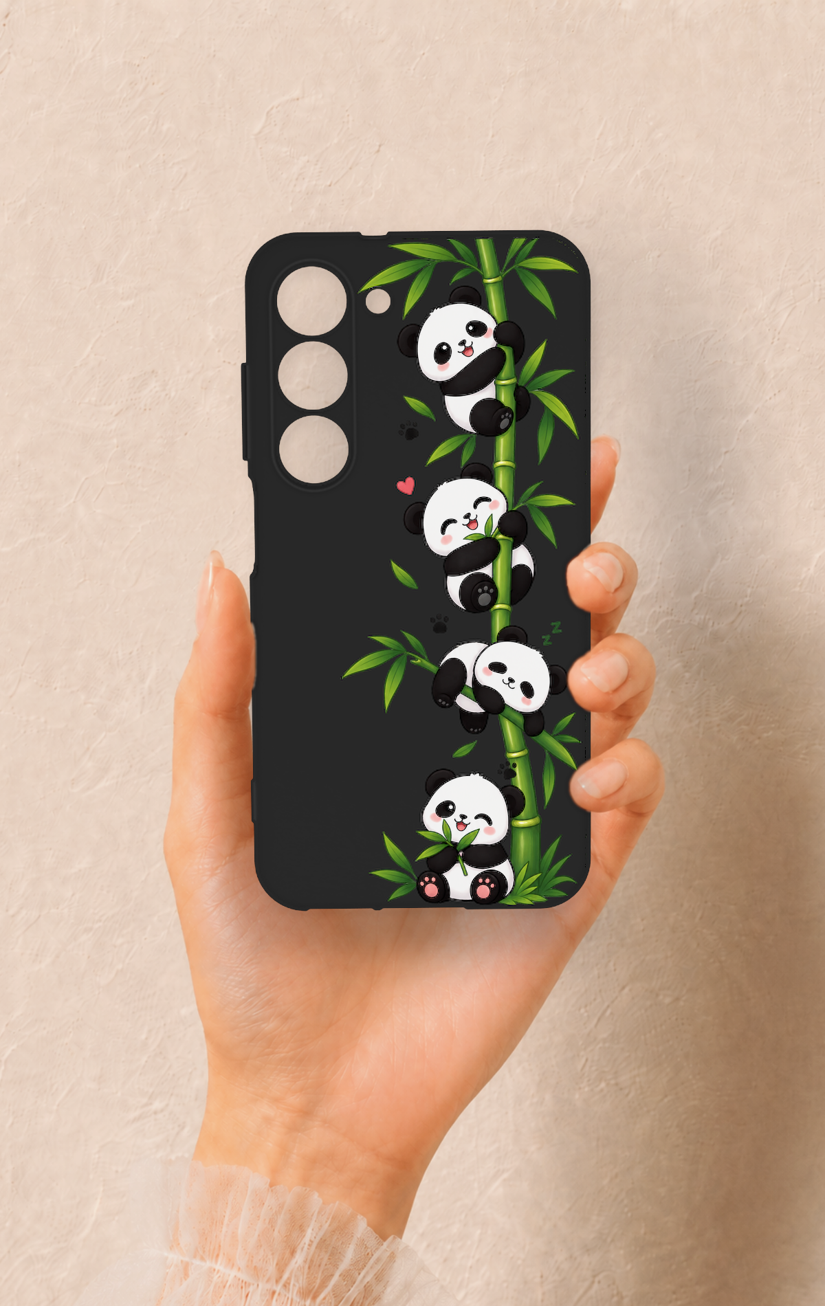 Samsung S23 Uyumlu Sevimli Panda Bambu Desenli Silikon Kılıf