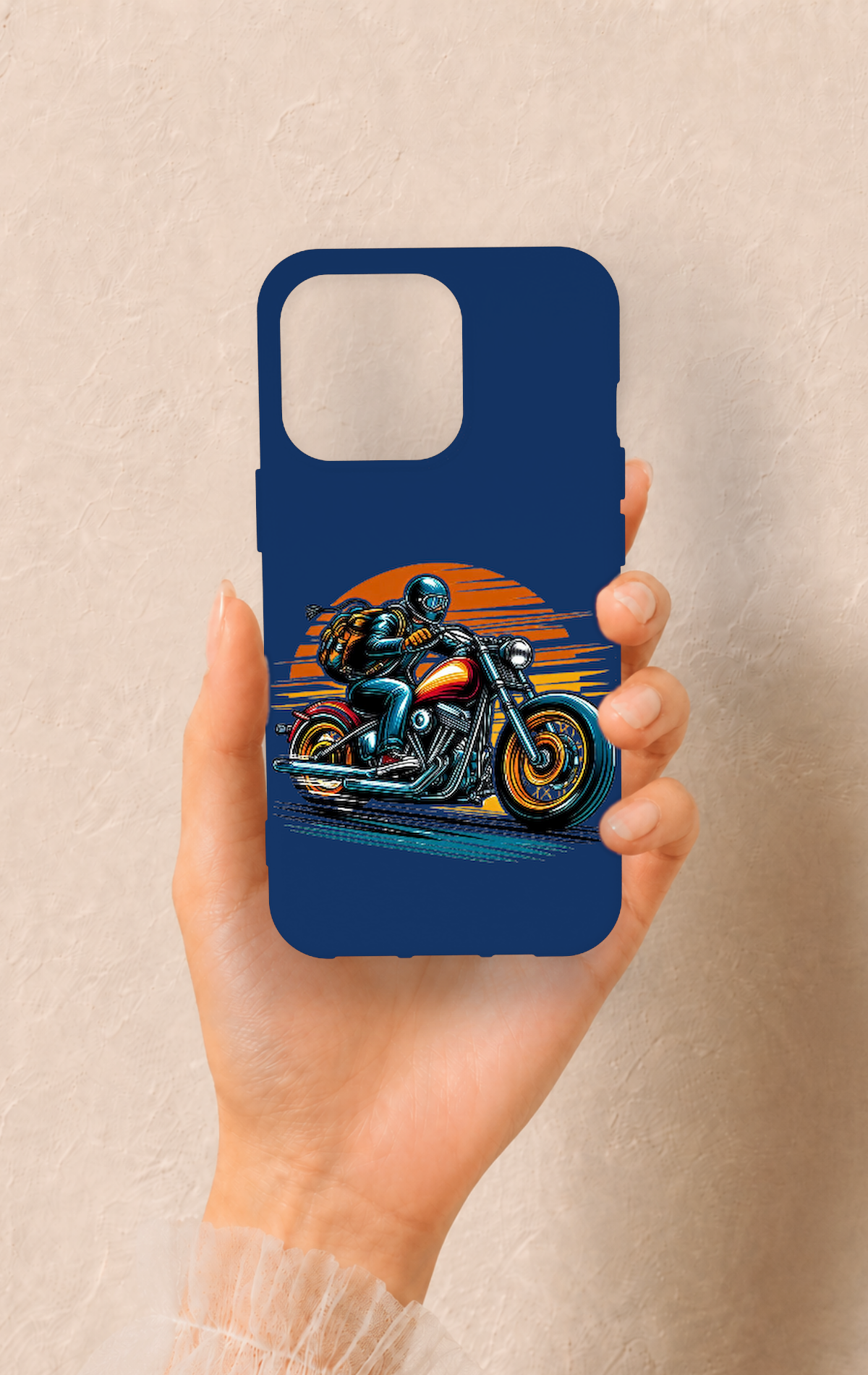 iPhone 13 Pro Uyumlu Moto Rider Desenli Silikon Kılıf