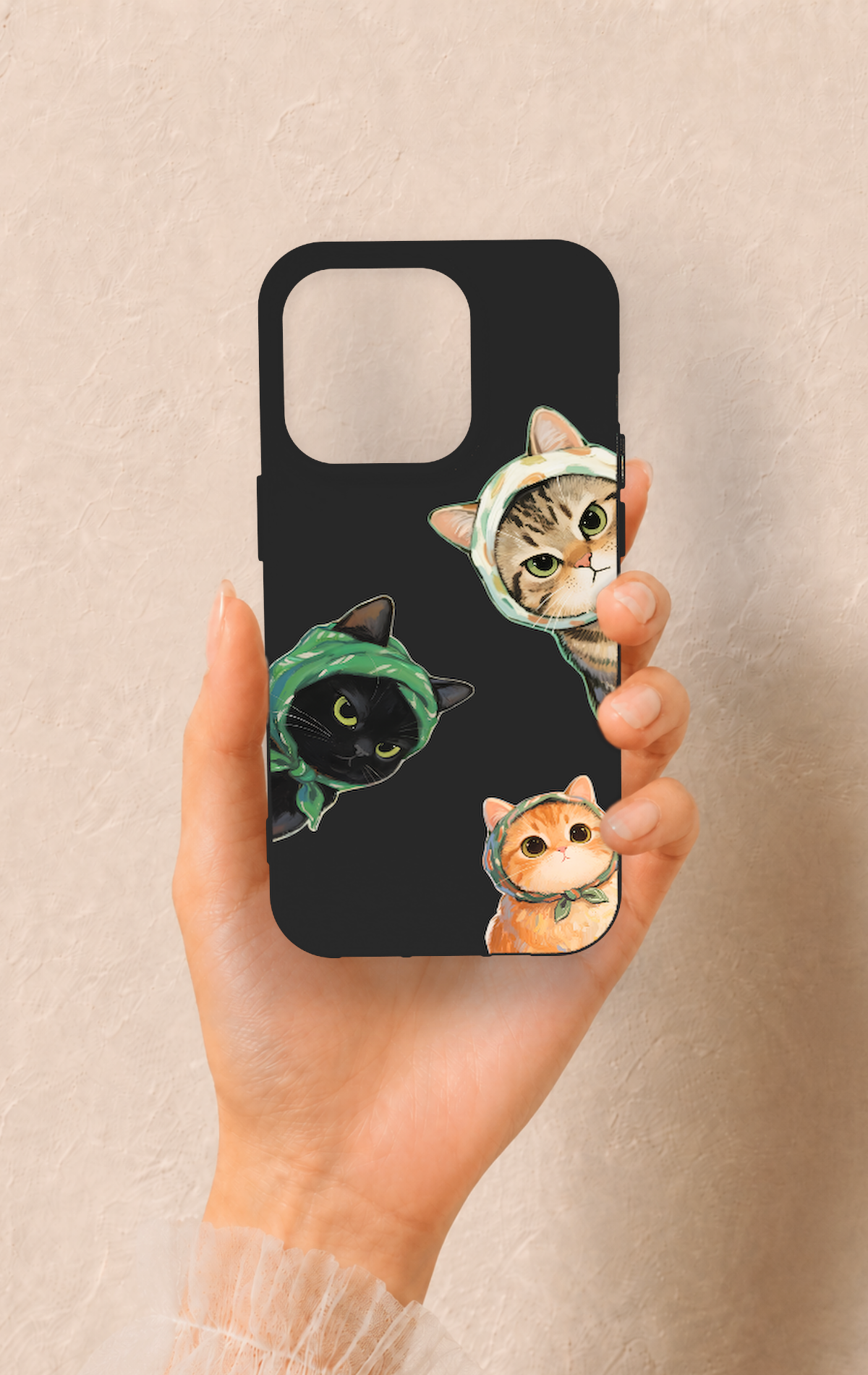 iPhone 14 Pro Uyumlu Kedi Ekibi Desenli Silikon Kılıf