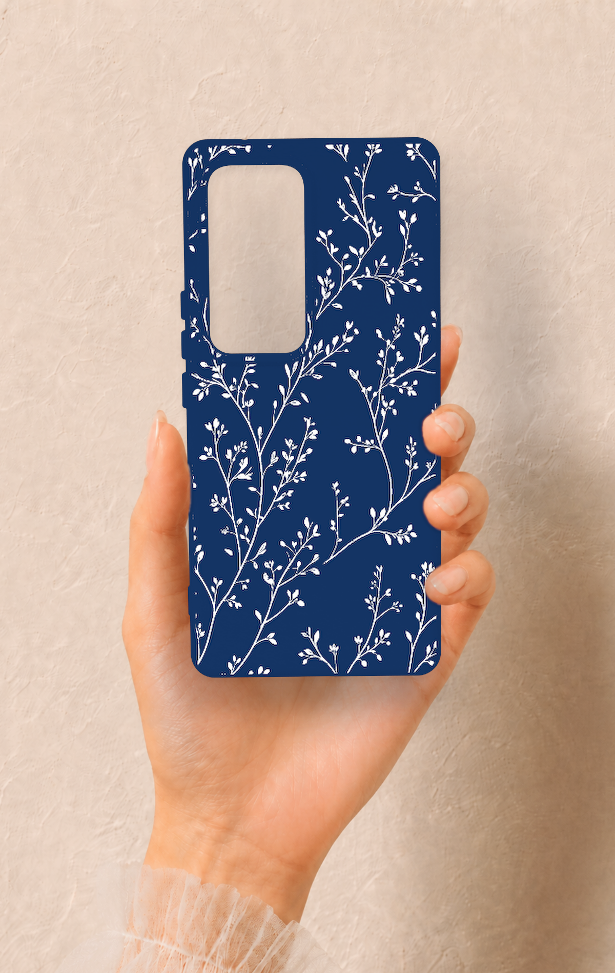 Vivo V30 Uyumlu İnce Yaprak Dalı Desenli Silikon Kılıf