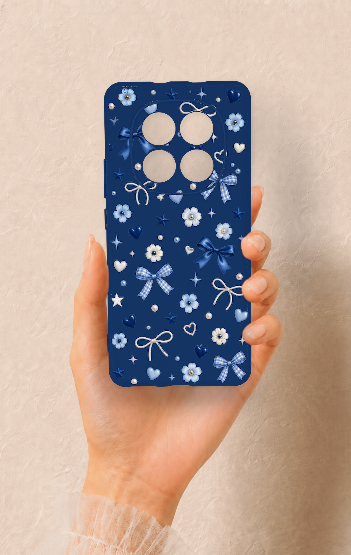 REDMİ NOTE 15 4G Uyumlu Mavi Papatya Fiyonk Desenli Silikon Kılıf