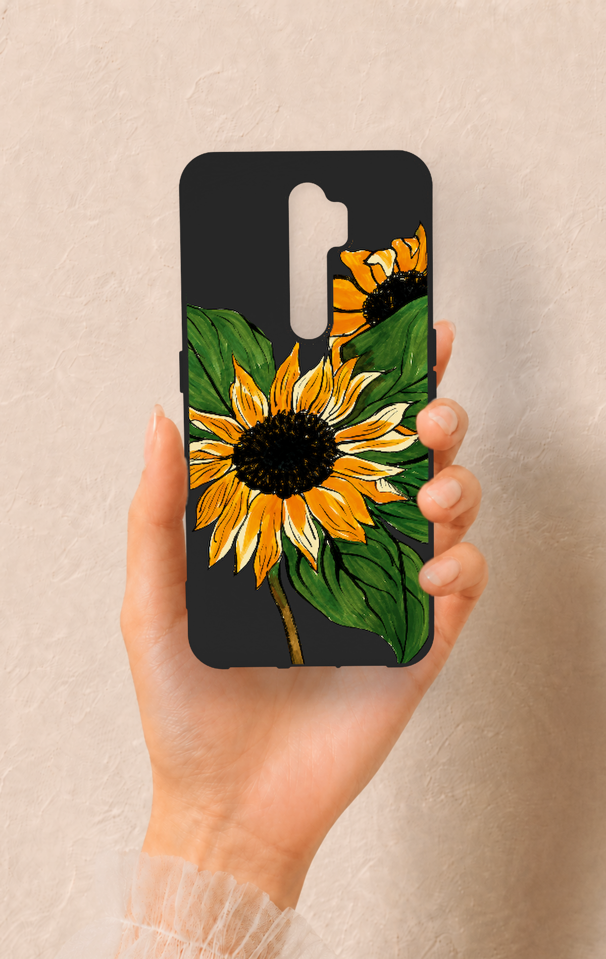 Oppo A9 2020 Uyumlu Ay Çiçeği Desenli Silikon Kılıf