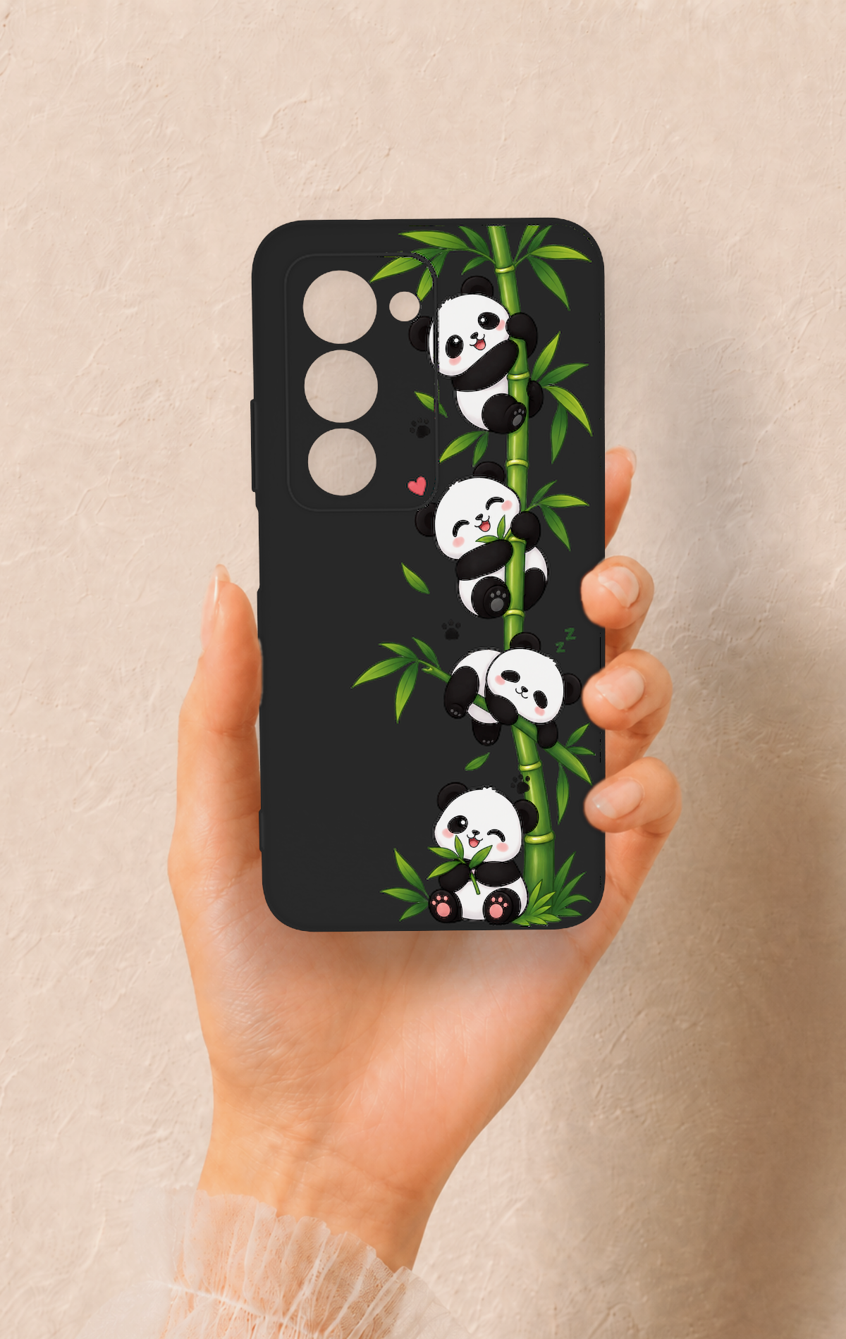 Redmi 15 5G Uyumlu Sevimli Panda Bambu Desenli Silikon Kılıf